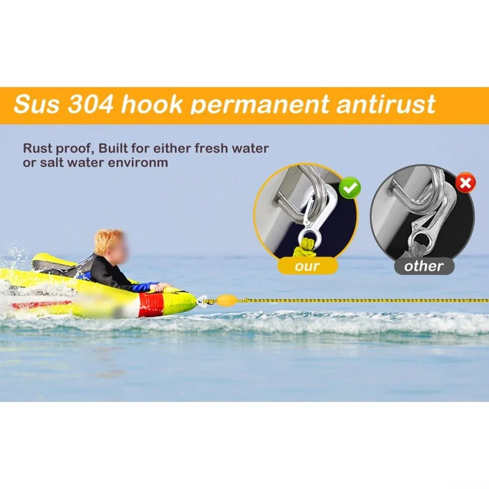 Corde de remorquage professionnelle de 5,2 m, capacité de 2177,2 kg, conçue pour le ski nautique et pour la sécurité des tubes