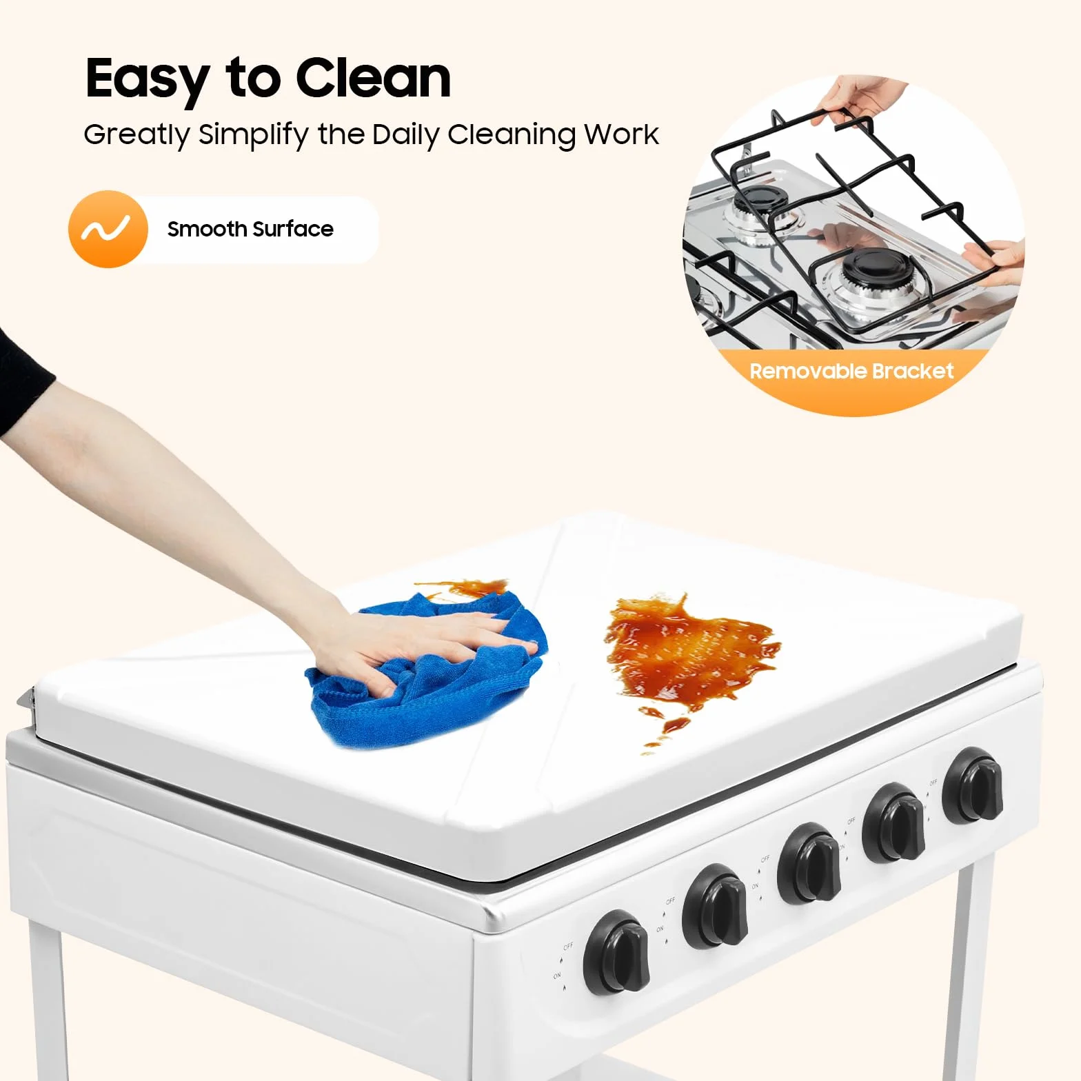 Cuisinière à Gaz Naturel Autoportante Avec 5 BrûLeurs, Avec éTagère à 2 étages, 4 Housses De Protection Contre La Poussière, CuisinièRe à Gaz Portable, Pour Camping Camping-Car Maison (5 BrûLeurs)