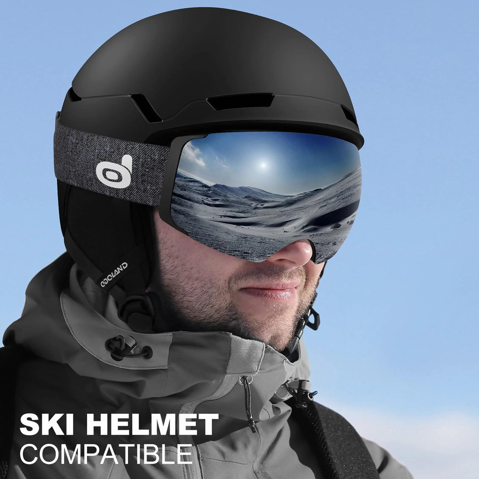 Odoland Kit de Lunettes de Ski Magnetique, avec Lentille Détachable, Masque de Snowboard Hommes et Femmes, Anti-UV400, Anti-Buée, Coupe-Vent, Lunettes de Protection Sphérique