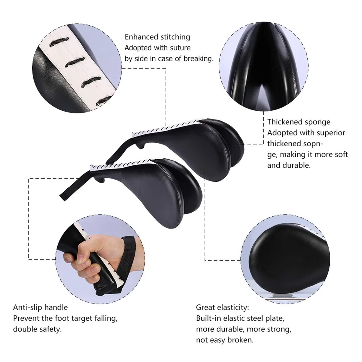 Taekwondo Kick Pad, Lot De 2 Pagaies D'entraînement De Karaté Kicking Target Pads Frappe Durables Noir Double Strike Pads Doubles Kicking Pads Cible Bi Lobée Arquée Pour Entraînement De Boxe Karaté