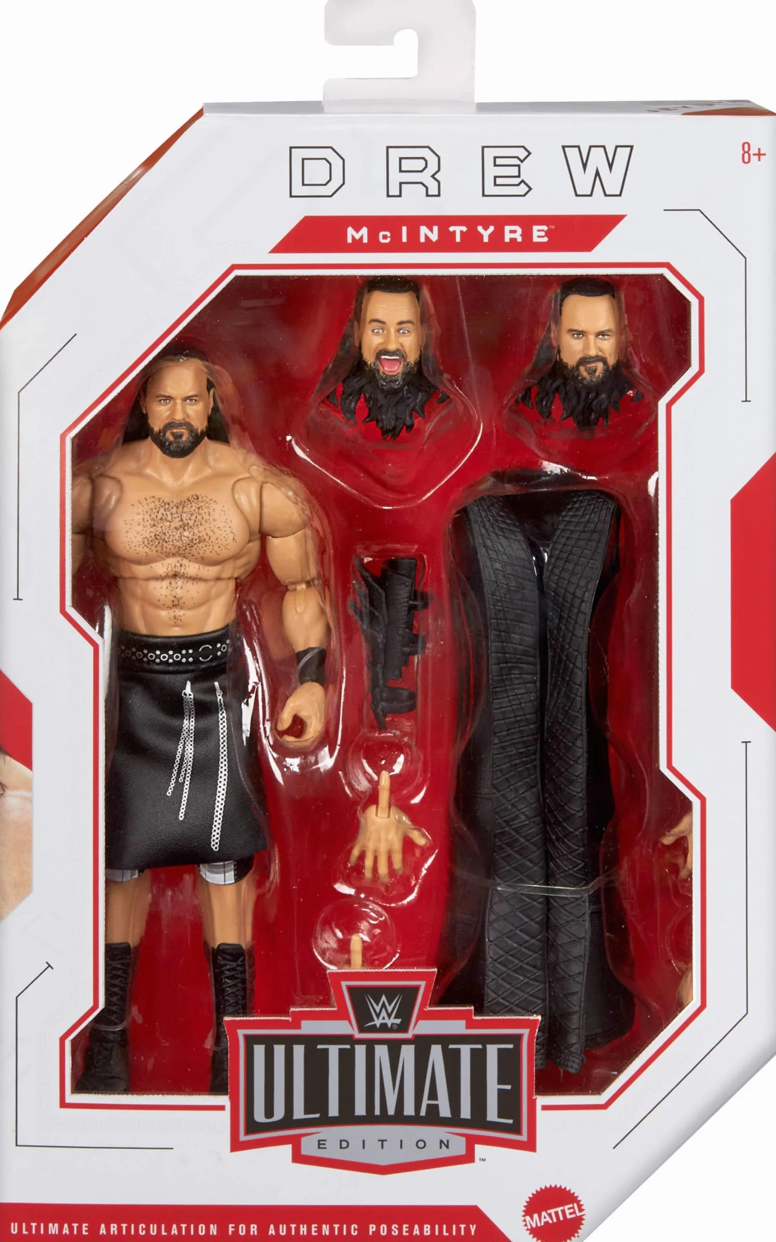 Mattel WWE Ultimate Edition Jeu de figurines d'action Drew McIntyre à collectionner de 15,2 cm, têtes et mains interchangeables, 30 points d'articulation