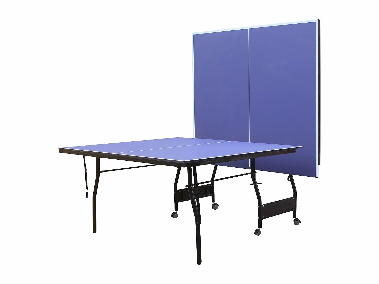 Vente-unique Garry Pliant Table de Ping-Pong Bleu L274 x P152.5 x H76 cm avec Roulettes