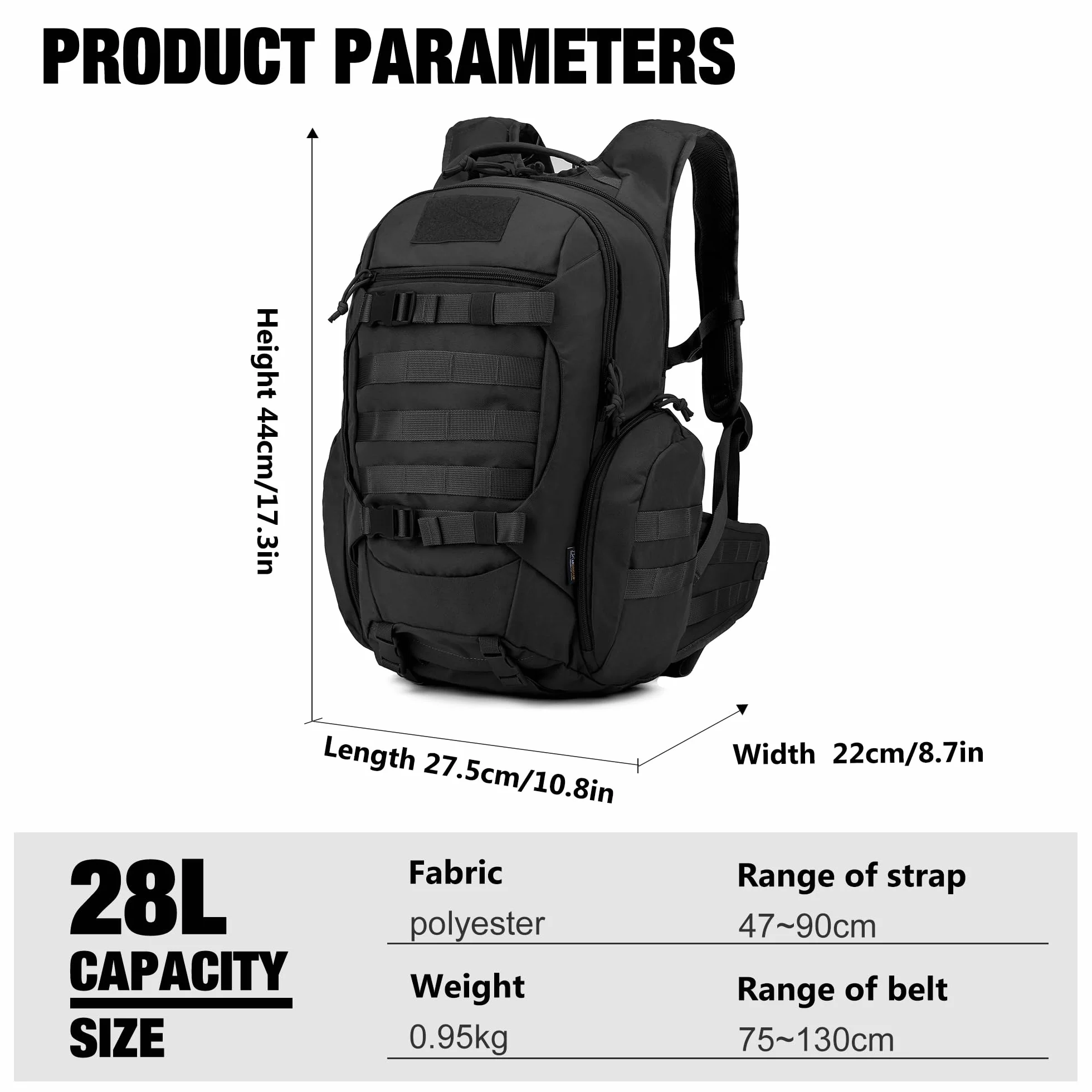 Mardingtop Sac à Dos 28 L/35 L - pour Adulte - Tactique - Sac à Dos de randonnée