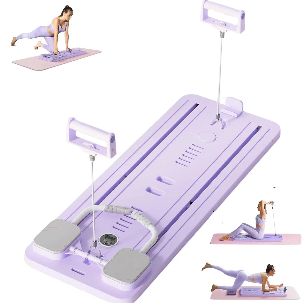 Planche de réformateur de pilates pliable avec rouleau abdominaux, machine d'exercice abdominale, planche de pilates multifonction pour entraînement à la maison, entraînement complet du corps, planche