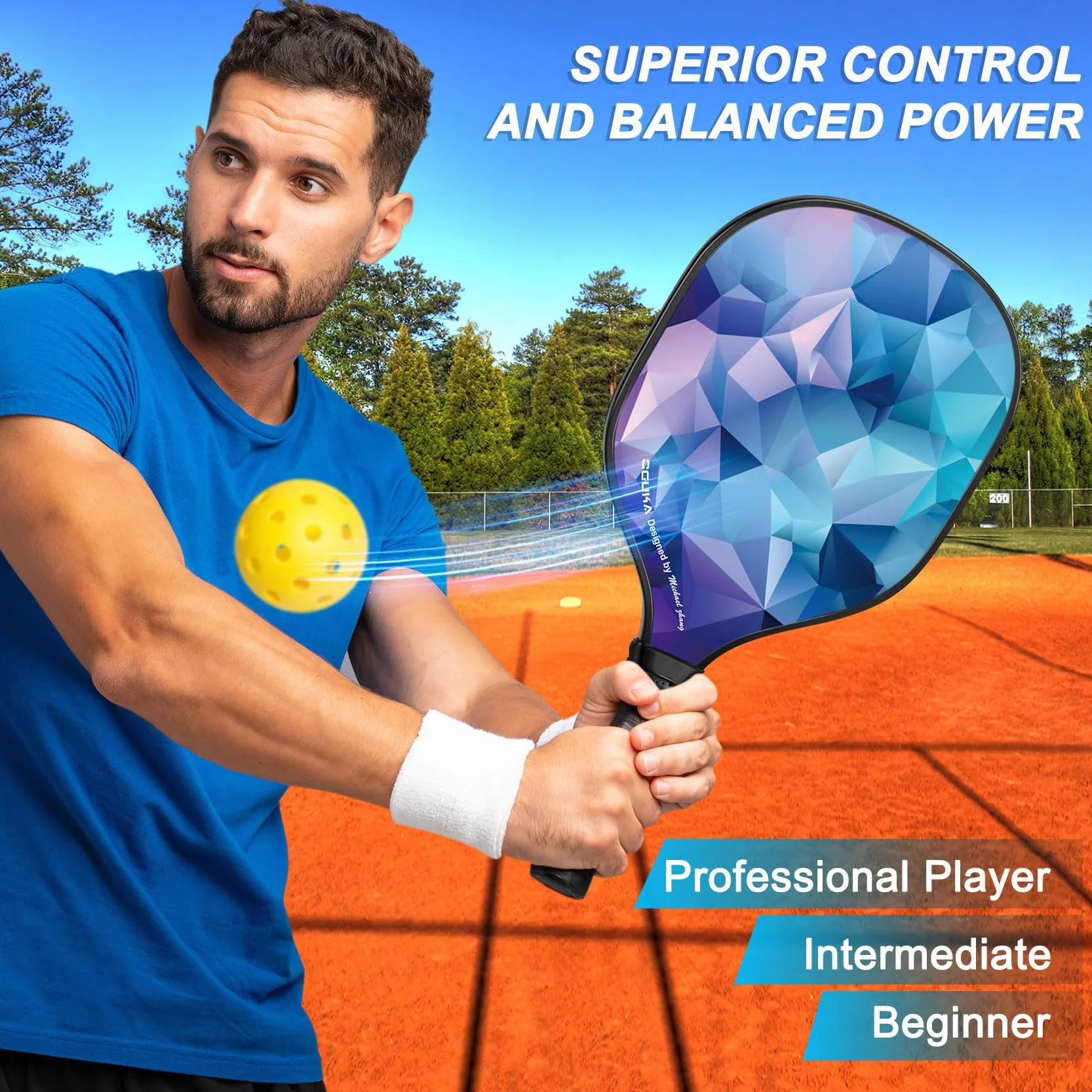 Pagaies de Pickleball, Ensemble de 4 pagaies légères approuvées par USAPA, 4 balles de Pickleball, 4 Serviettes de Refroidissement et Sac, Raquettes de Pickleball Premium, Cadeaux pour