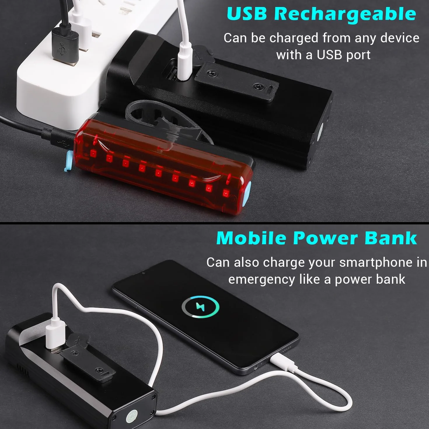Lumiere Velo 8000 Lumens Lampe Velo 8 LED Puissantes 6400mAh Eclairage Velo Rechargeable USB C