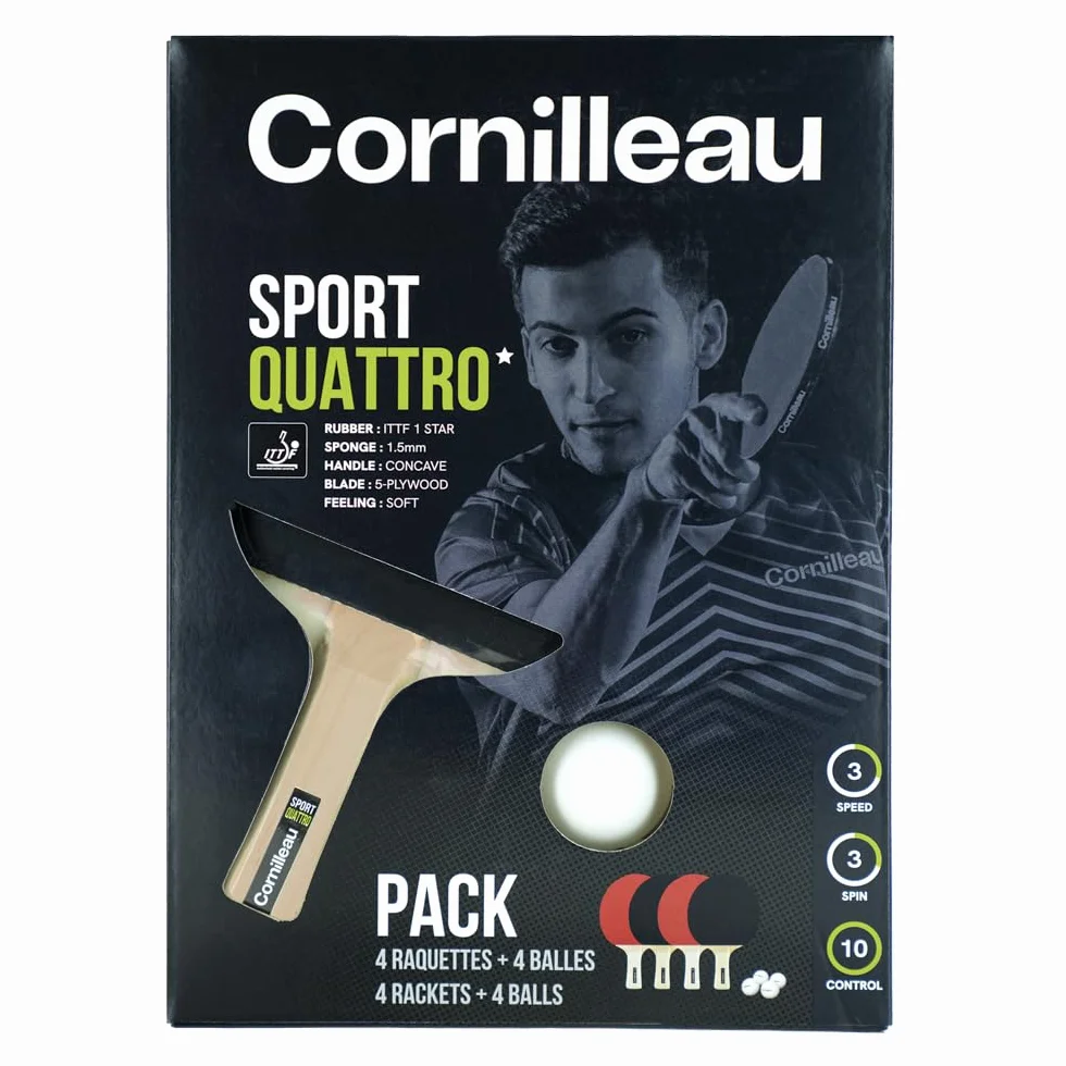 Cornilleau Raquette de Tennis de Table Sport Pack Quattro Noir