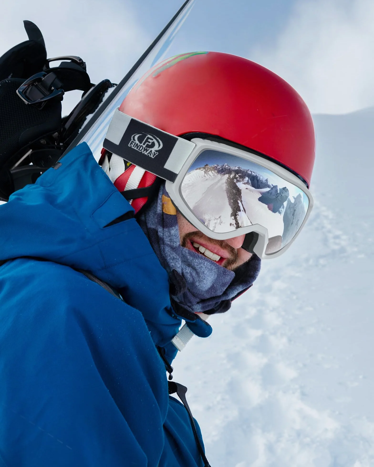 Findway Masque de Ski, Lunette de Ski pour Homme Femme Adulte, Masqué Ski OTG pour Ski et Snowboard Anti-buée, Anti-UV Photochromique Lentille Sphérique