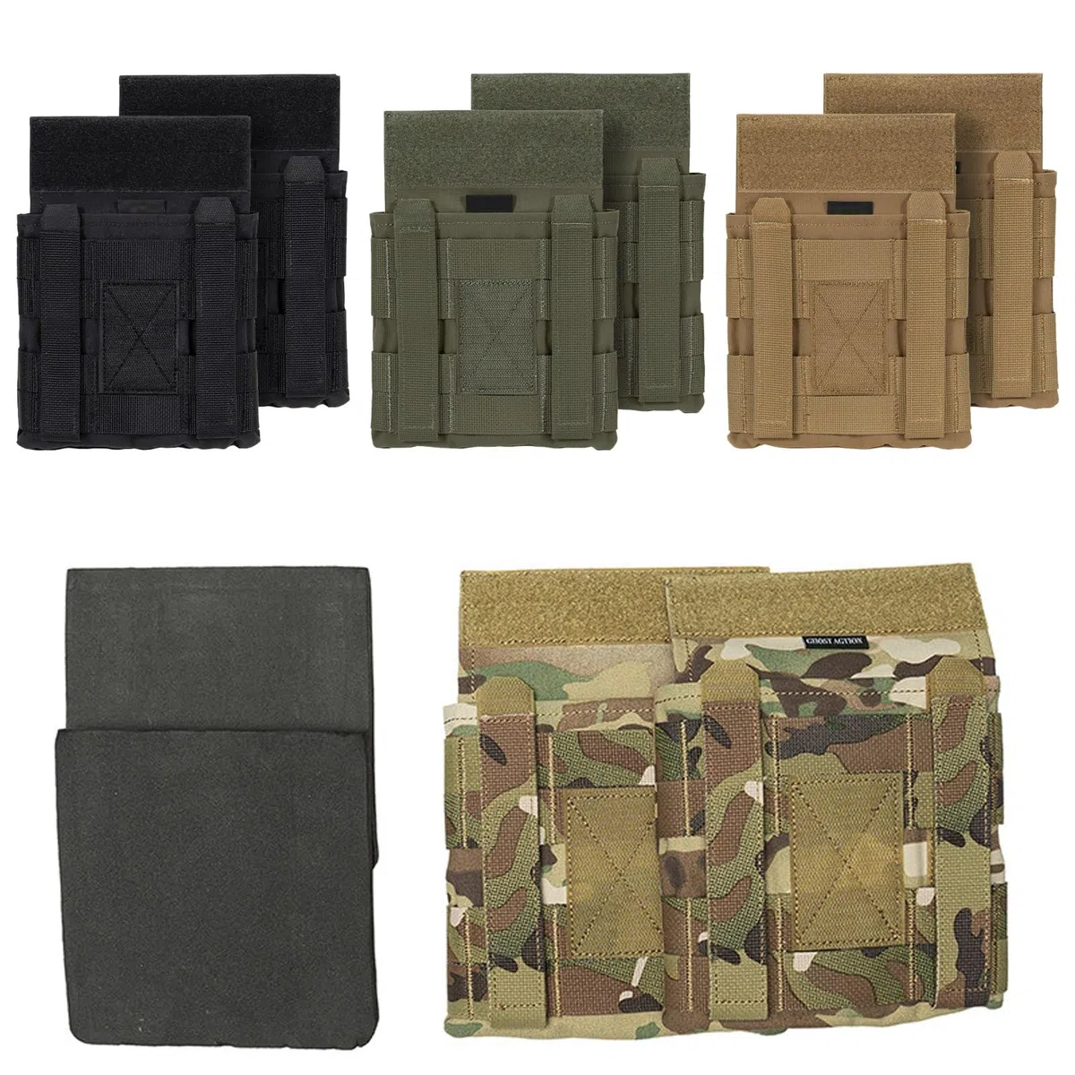 Lot de 2 Poches Latérales Molle, Porte-plaques de Protection pour Gilet Tactique, Pochette Latérale Ajustable pour Équipement Outdoor