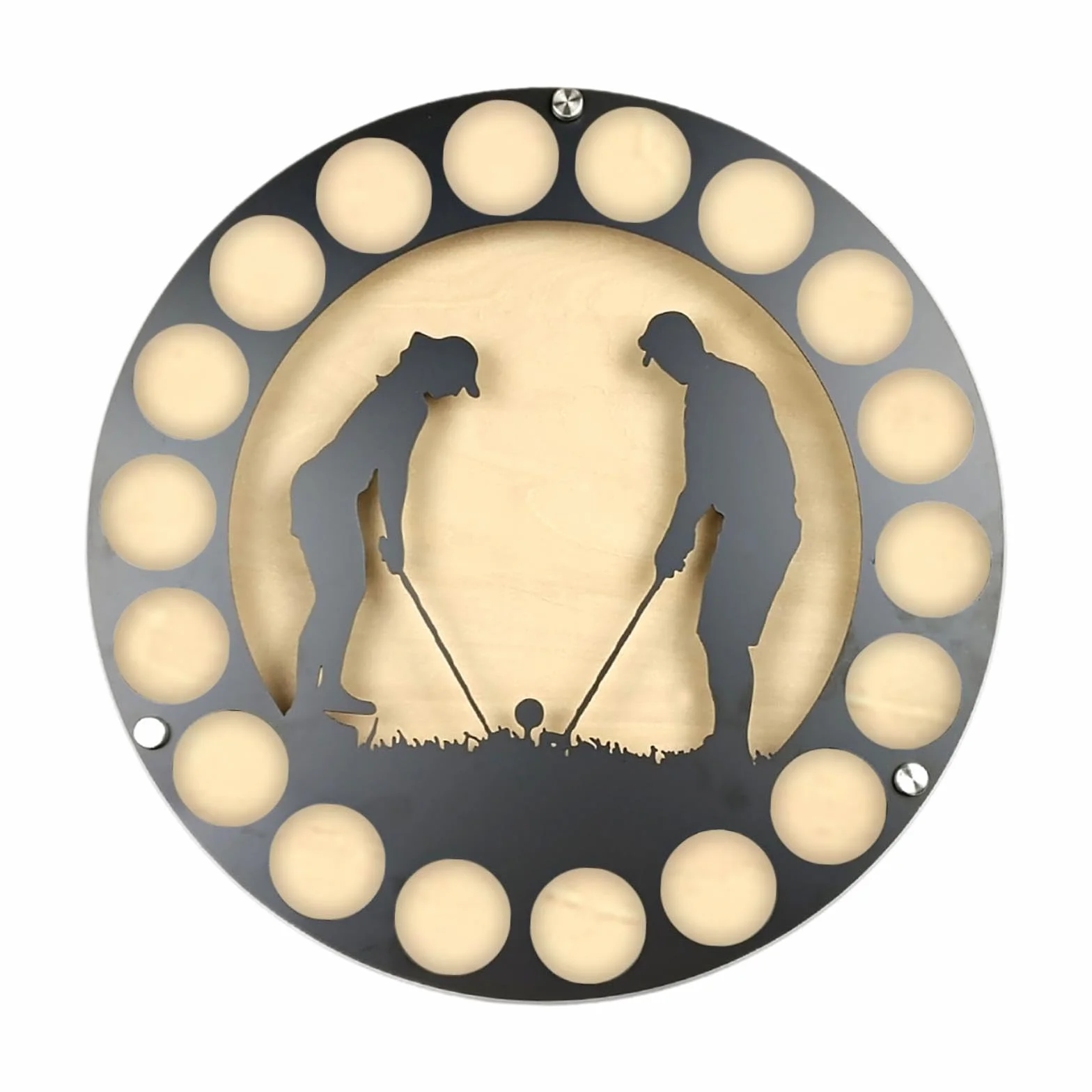 perfk Présentoir de Balle de Golf, étui de Collection de Balles pour 18 Balles de Golf, Balle de Golf En Bois Support de Rangement Mural Suspendu Rond, Style D