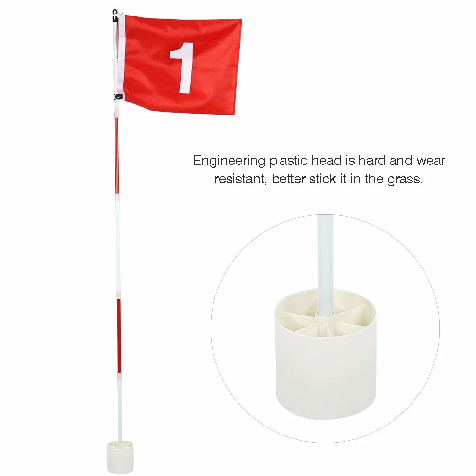 Ejoyous Ensemble de Drapeaux de Trou de Golf, Lot de 5 Drapeaux de Portables avec Drapeau Rouge Fanion et Putting Cup Mât de Drapeau Vert de Amovible