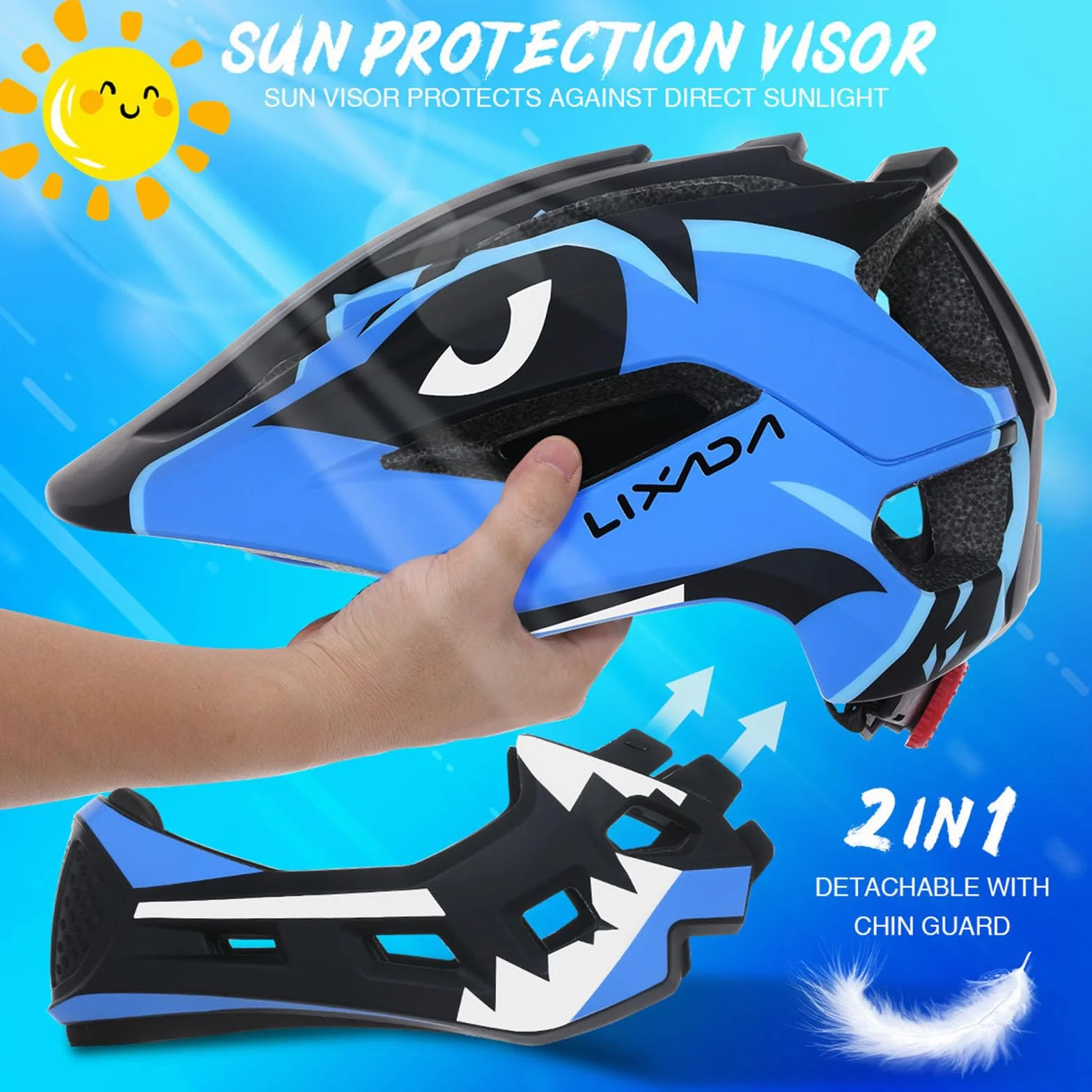 Lixada Casque Intégral Détachable Enfants Vélo Sécurité Sportive Skateboarding Roller