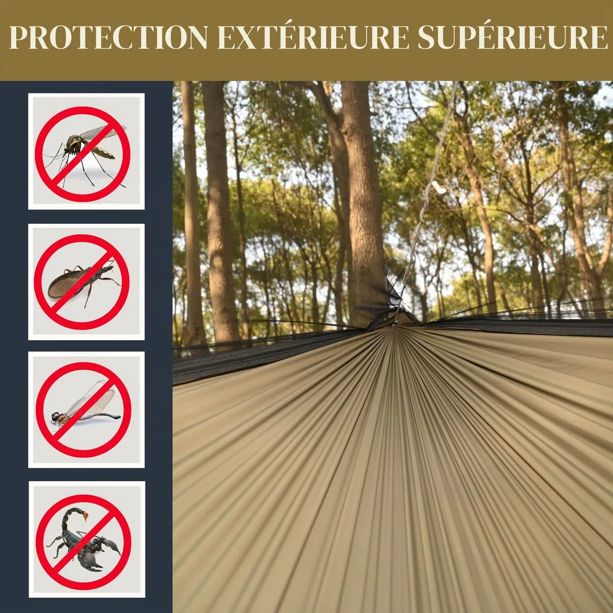 Onewind Hamac de camping de 3,4 m avec moustiquaire et structure Ridgeline, hamac double léger et portable avec sangles d'arbre de 3,7 m, idéal pour le camping, la randonnée, la randonnée, OD vert