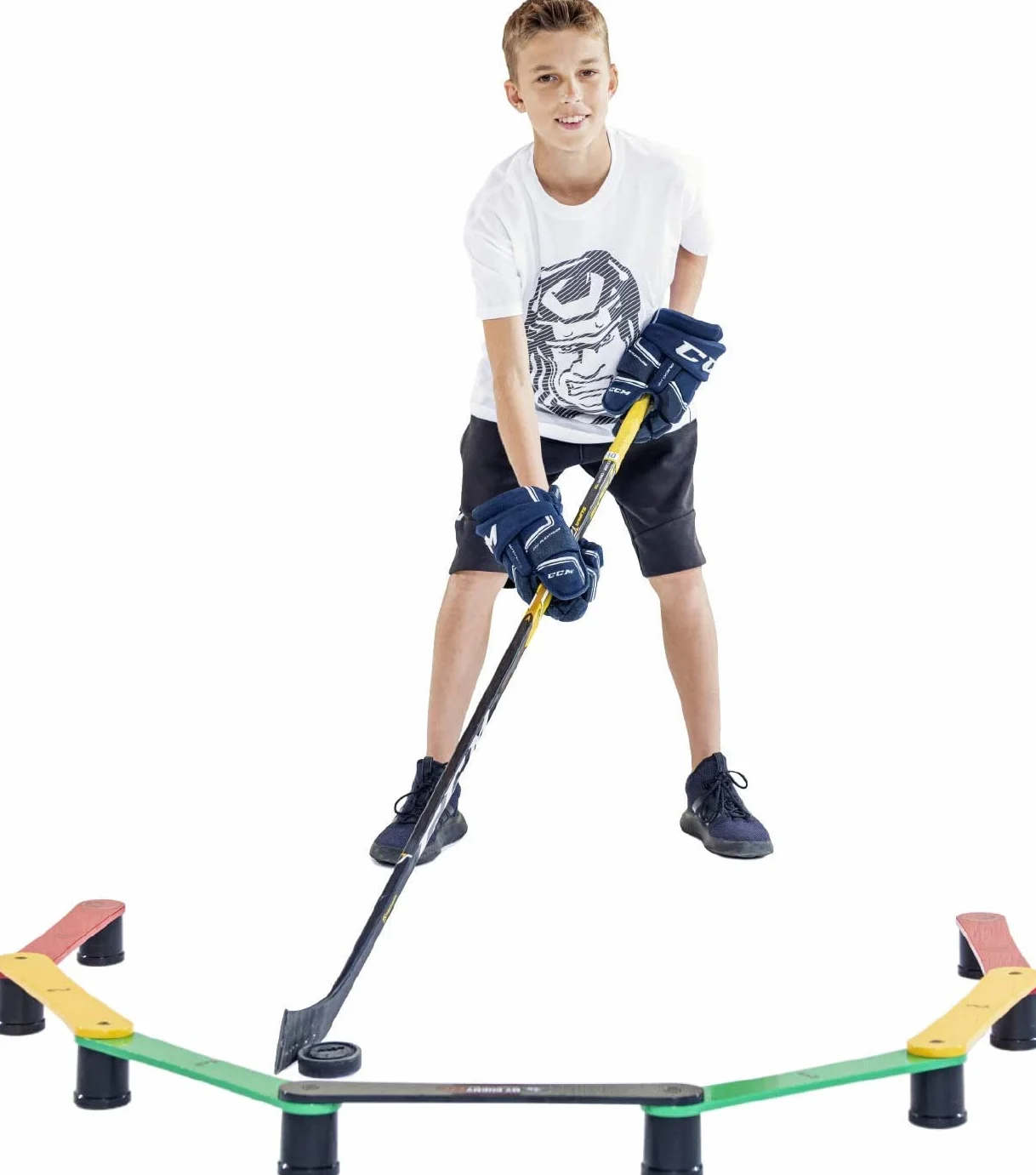 Hockey Revolution Aide à la Manipulation des bâtons, contrôle du Palet, Temps de réaction et équipement de Coordination – Durable, léger, Portable et réglable avec de Nombreuses Combinaisons Peuvent