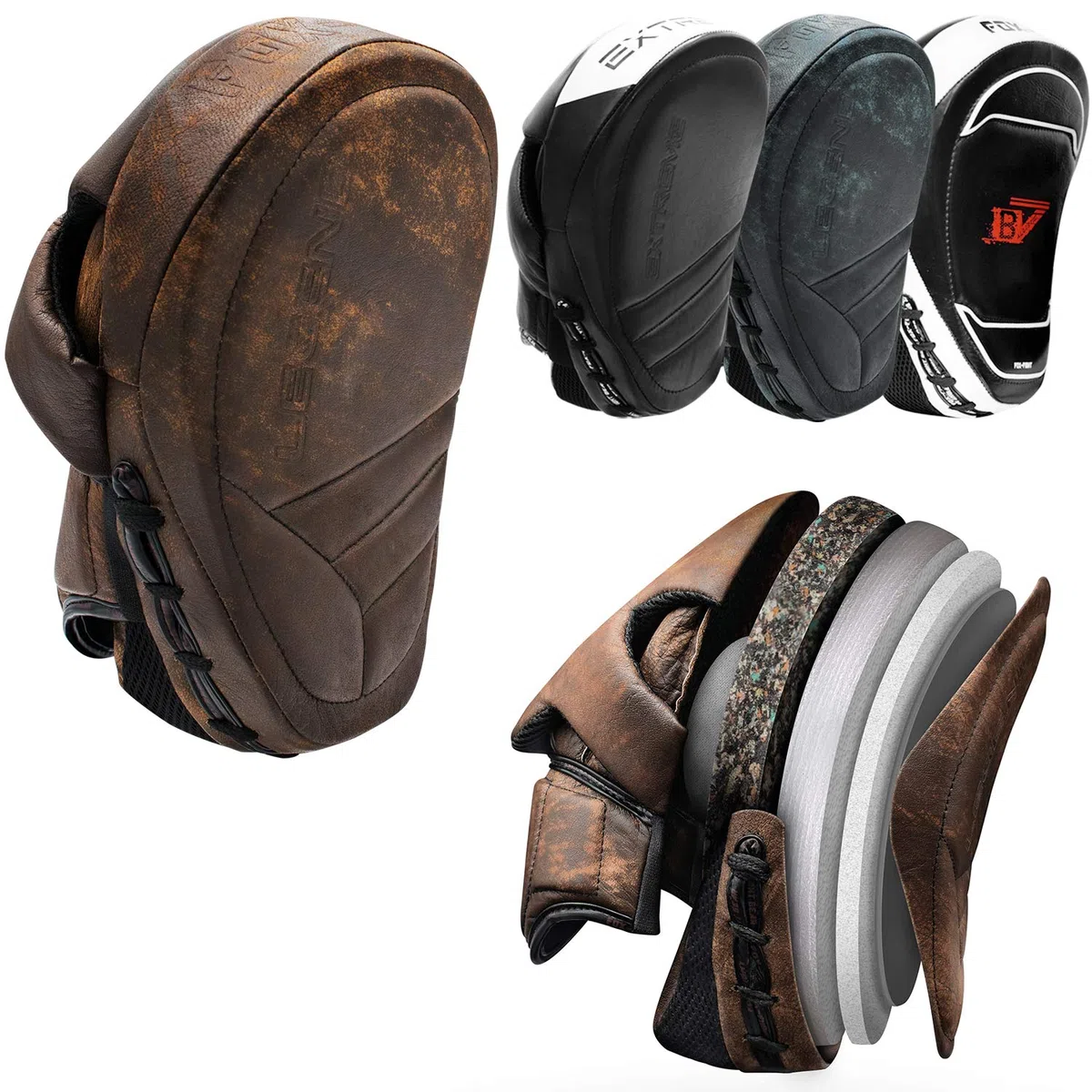 FOX-FIGHT Legend Focus Pads d'ours professionnels de qualité supérieure en cuir véritable pour frappes d'ours de frappe, entraînement de boxe, MMA, kickboxing, arts martiaux BJJ