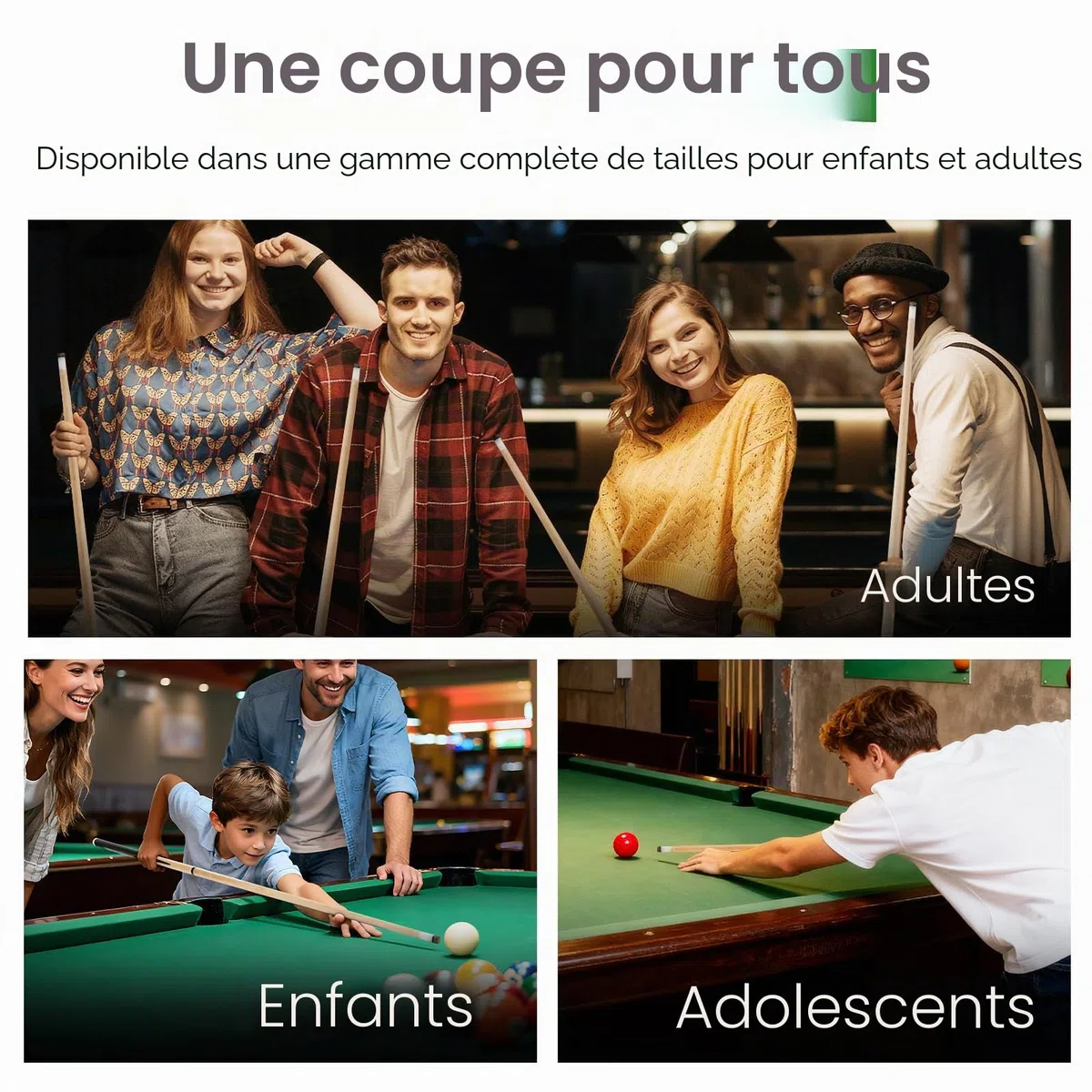 Lot de 2 ou 4 queues de Billard de 567 g pour Adultes 91,4 cm, 106,7 cm, 121,9 cm, 147,3 cm, bâtons de Queue de Billard avec Pointe en Cuir de 13 mm pour Enfants ou débutants, 14/16/18, 538,6