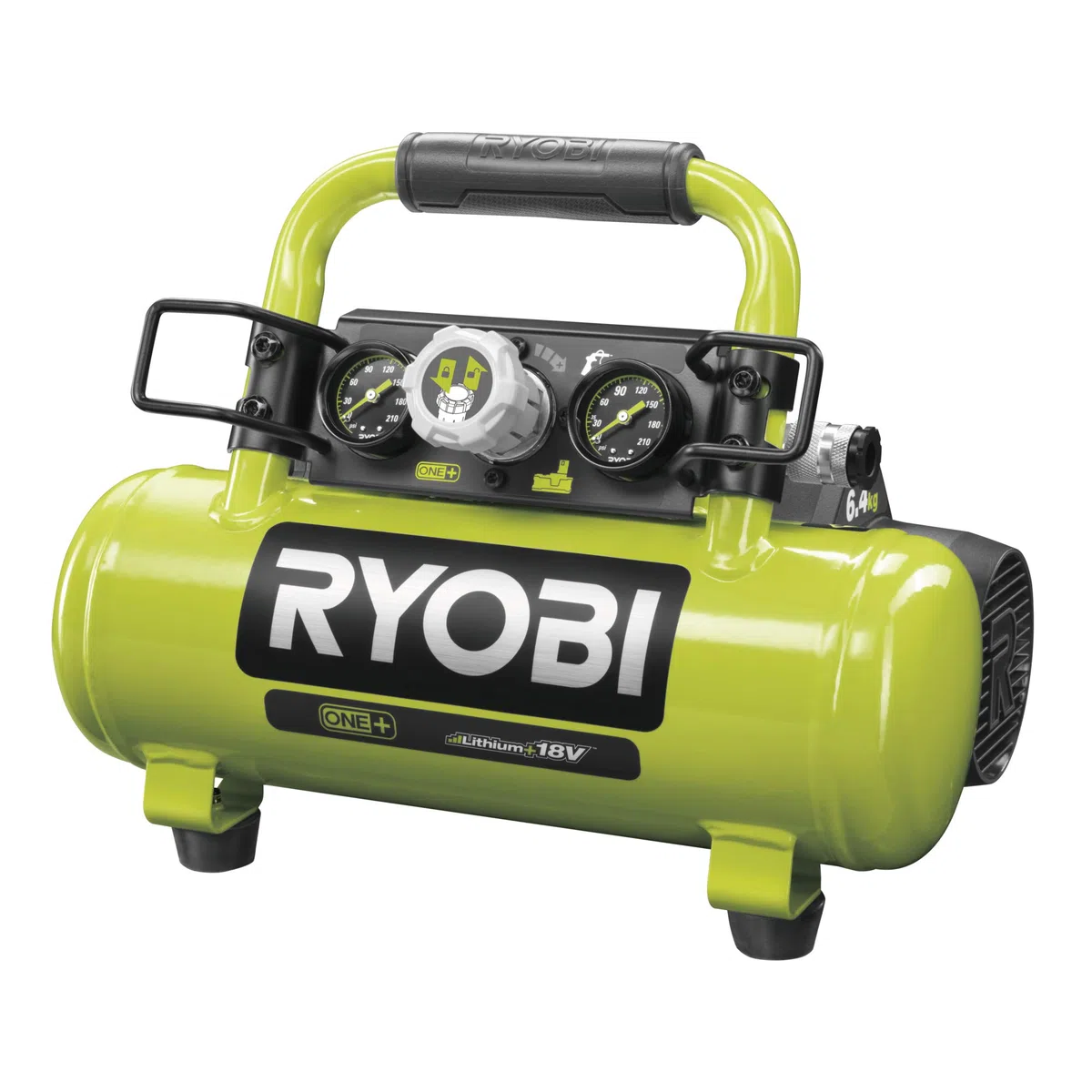 RYOBI - Compresseur d’Air Sans Fil 18V ONE+ R18AC-0 – Pression Max 8,3 Bars, Compact, Léger et Puissant, Idéal Gonflage Pneus, Outils Pneumatiques et Travaux de Bricolage – Batterie Non Incluse