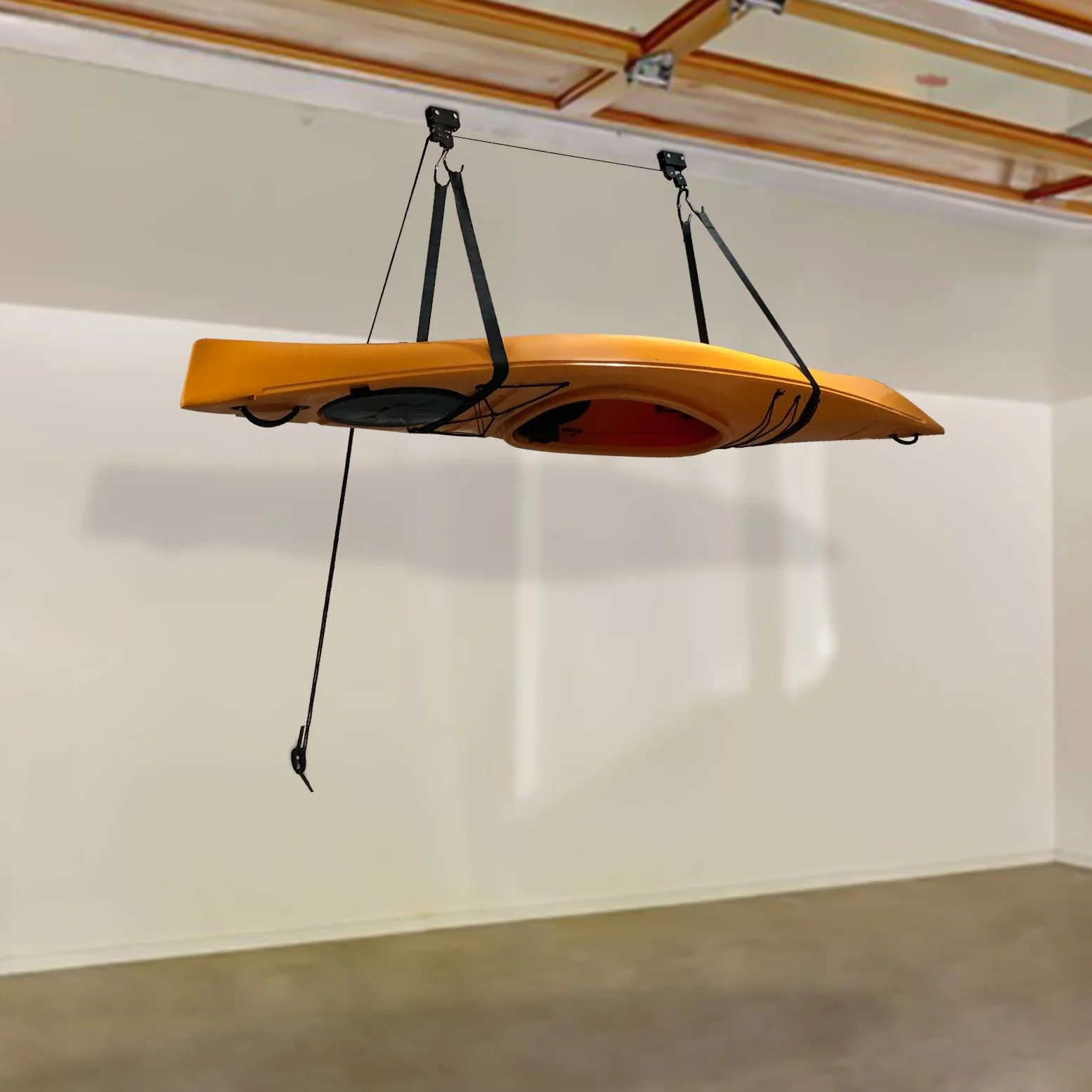 Système de Poulie au Plafond pour Kayak, Grande de Charge 57kg, Économie d'Espace, Convient à Salles de Stockage, sous-sols, Garages