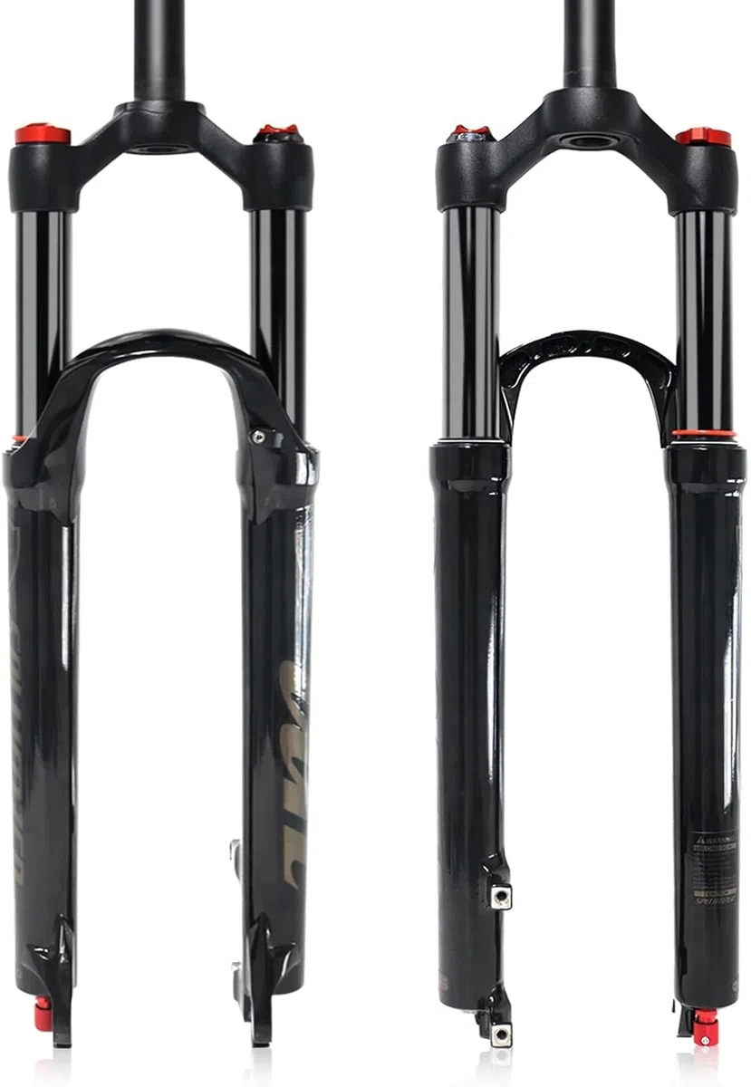 Fourche VTT, fourche à suspension pneumatique pour roues 26/27,5/29 pouces, réglage de la détente, course de 120 mm, axe rapide 9 mm, tube droit 1-1/8, fourche avant VTT ultra-légère pour vélos XC/AM