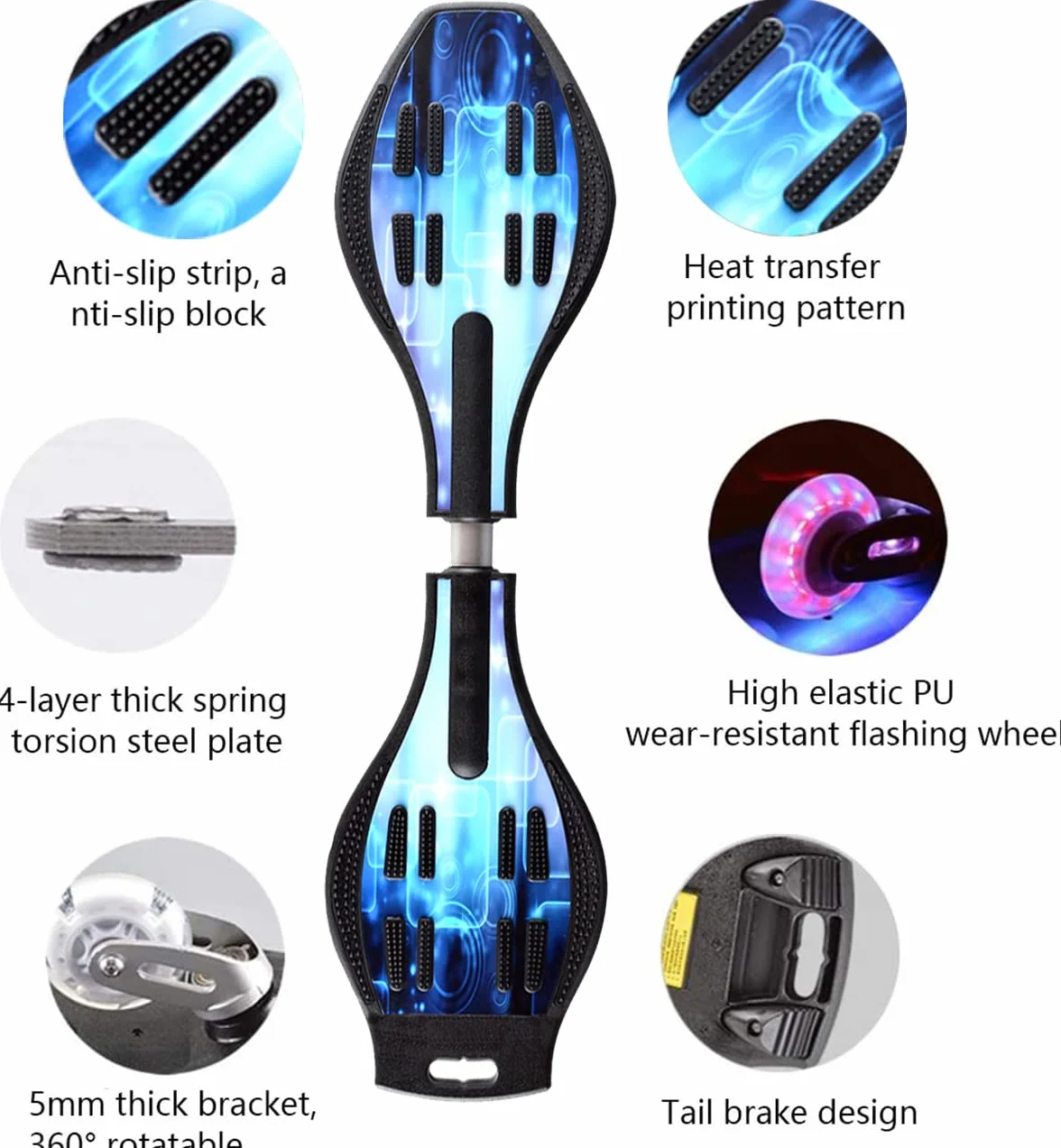 Waveboard Enfants Street Surfing Caster Torsion Skateboard Double Ponts Roues Lumineuses