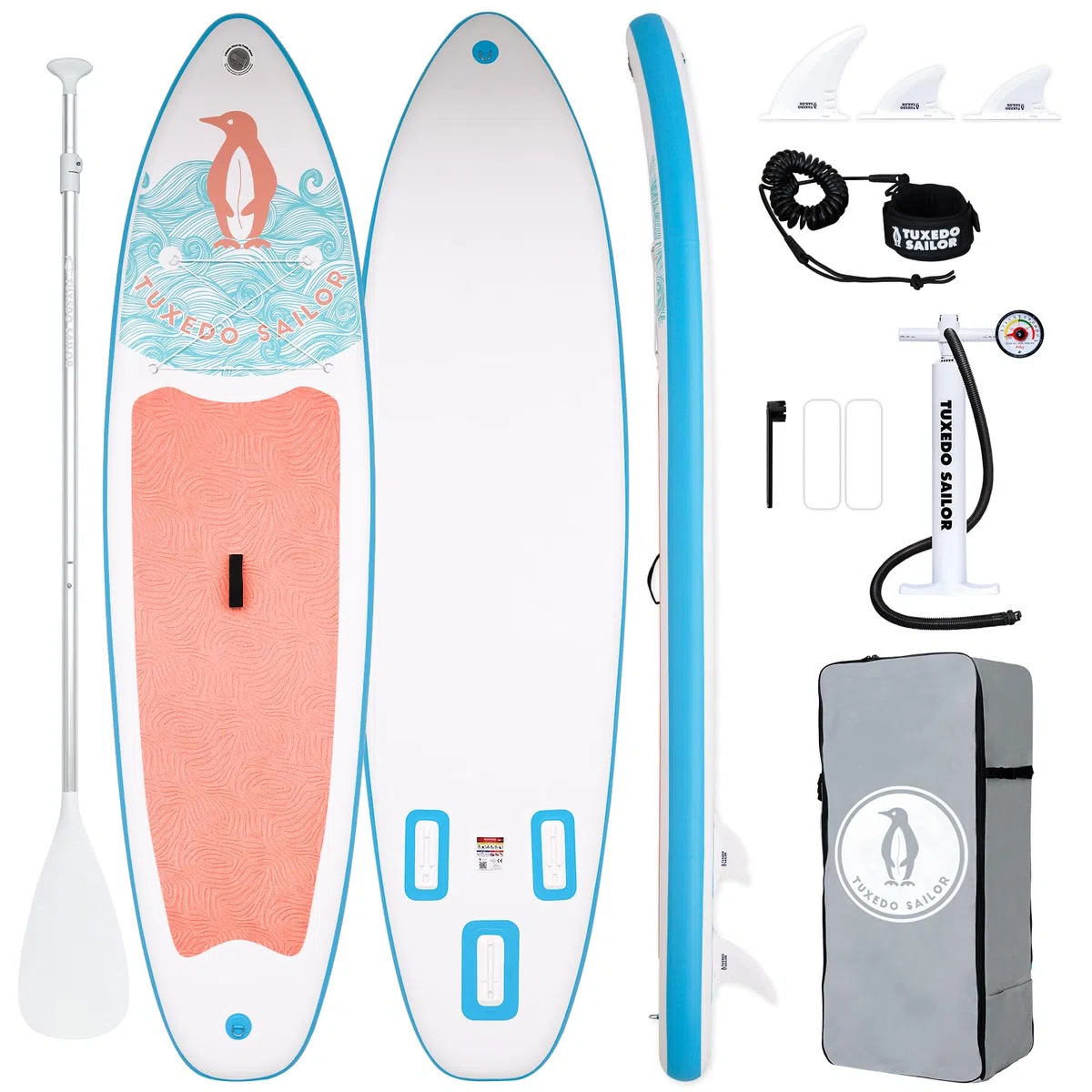 Tuxedo Sailor Paddle Gonflable Adulte, Planche de Stand Up Paddle Gonflable Sup Paddle Board Gonflable Planche à Pagaie Gonflable avec Accessoires Complets