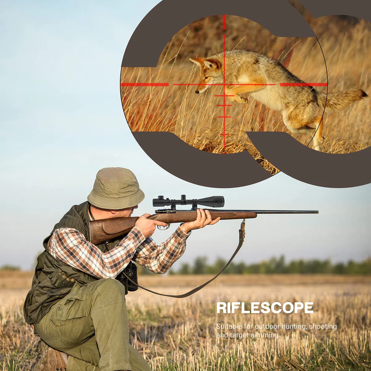 ESSSNB Airsoft Lunette De Visée 6-24x50 avec Télémètre AOEG 5 Luminosité Réglages pour 20mm/22mm Weaver/Picatinny Montage sur Rail et des couvertures Lentille Optique pour la Chasse