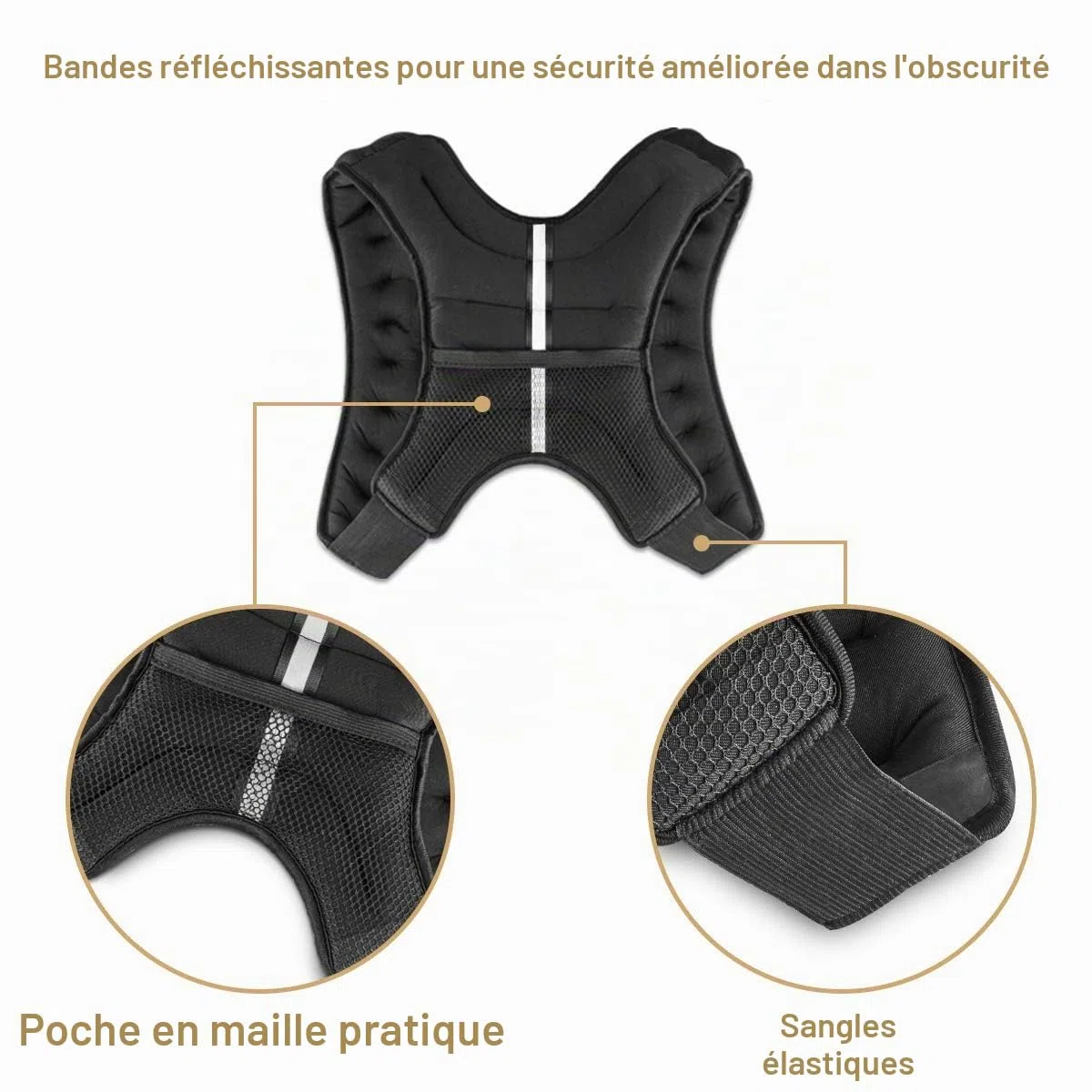 Gilet lesté de 2 kg, 5 kg, 10 kg, gilet lesté pour homme et femme pour la course à pied, l'entraînement, le jogging, la marche, la gym, la musculation
