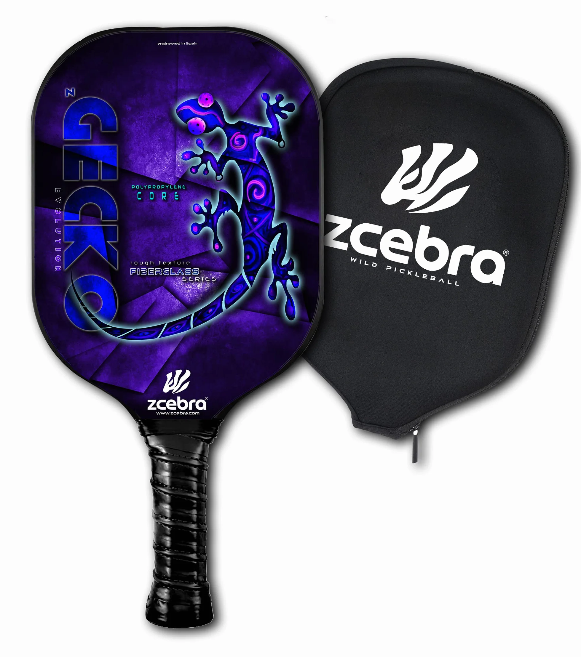Raquette de Pickleball Composite - Raquette légère en fibre de verre noyau en panneau d'abeille polypropylène texturé - Paddle Premium ZGECKO