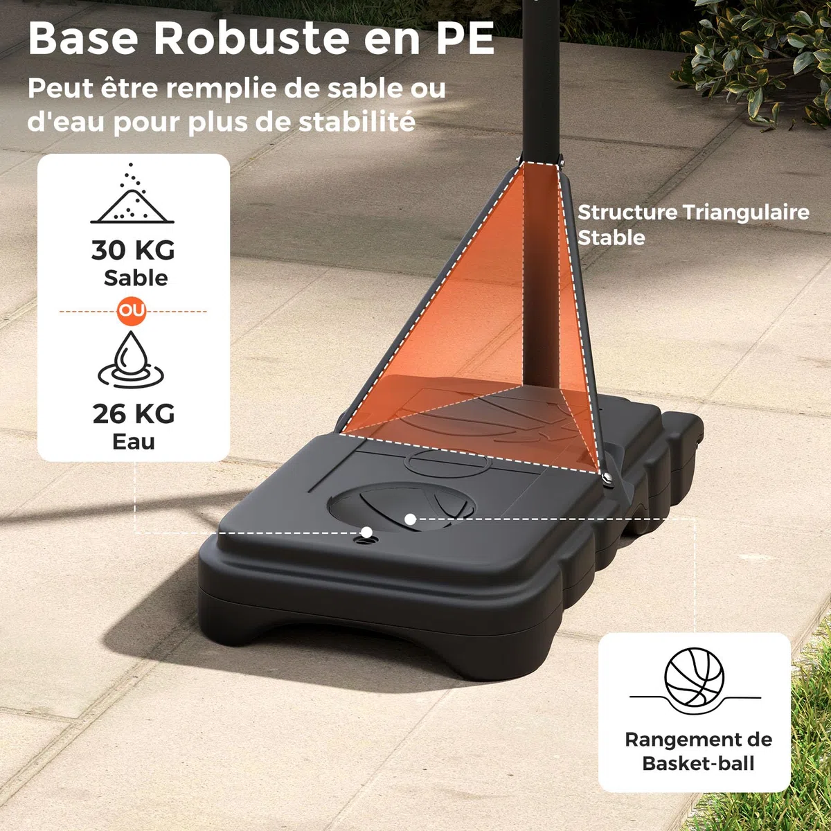 COSTWAY Panier de Basket-Ball Hauteur Réglable, Support de Basketball Mobile Extérieur avec Panneau Arrière Incassable Base Remplissable et Roues, pour Enfants