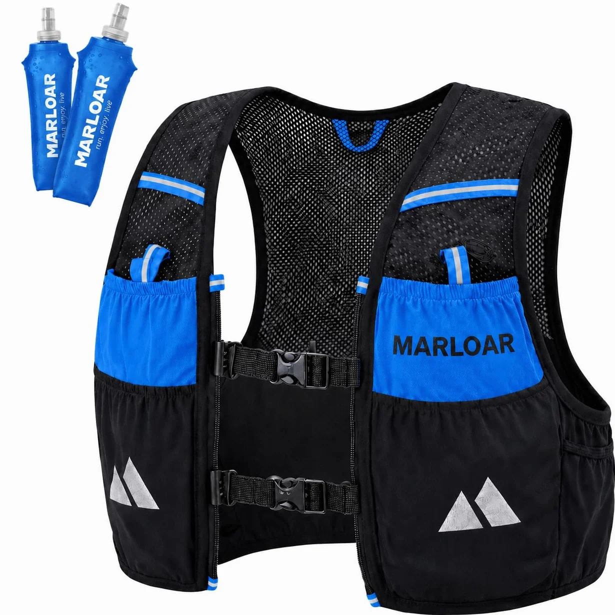 Gilet hydratation - Sac hydratation Running, 2 flasques Souples 500ml incluses, léger et Respirant, Trail et Course à Pied