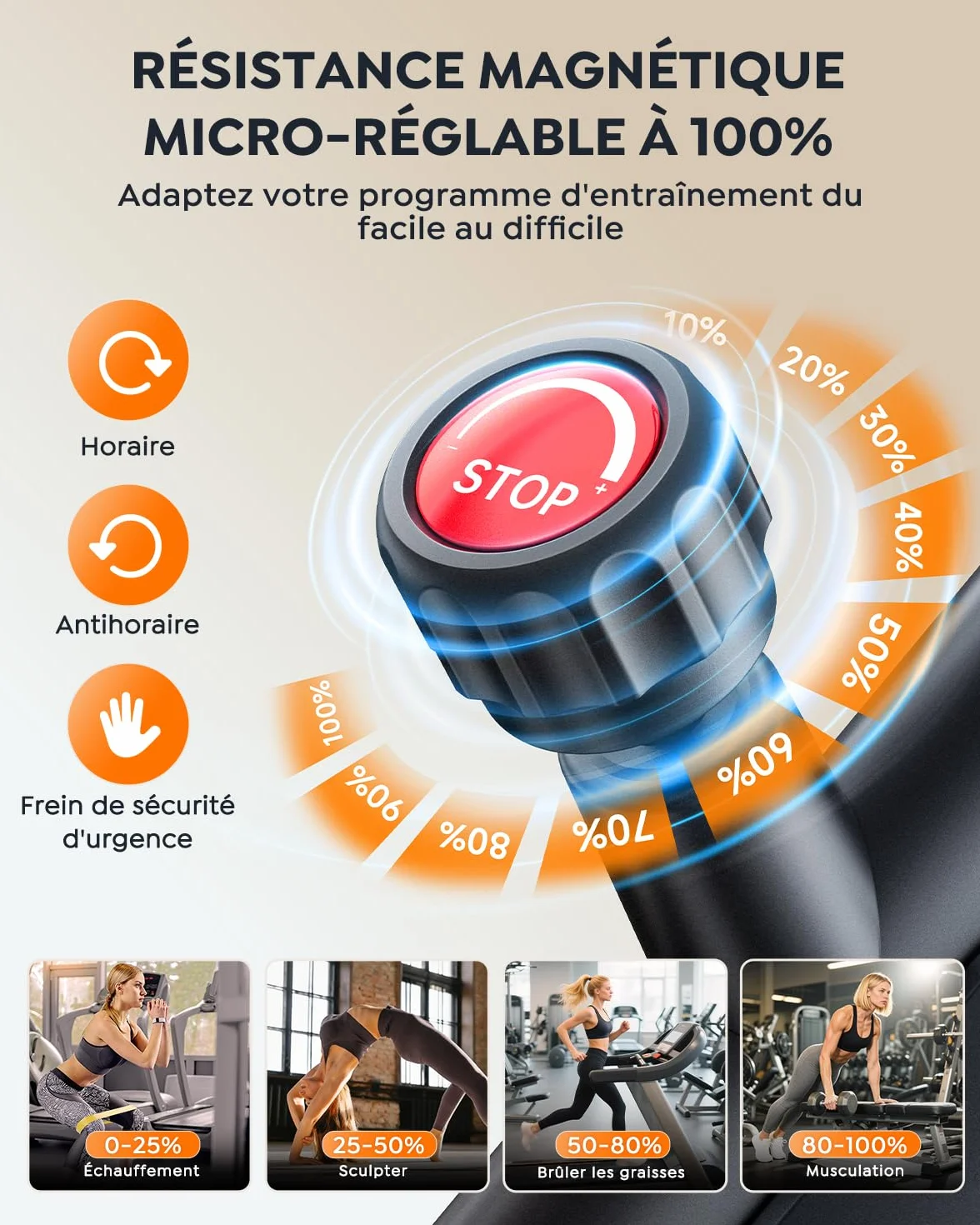 Vélo d'Appartement Connecté APP Ultra-Silencieux, Résistance Magnétique, Volant d'Inertie 15 KG, Capacité 160KG, Écran LCD Fréquence Cardiaque