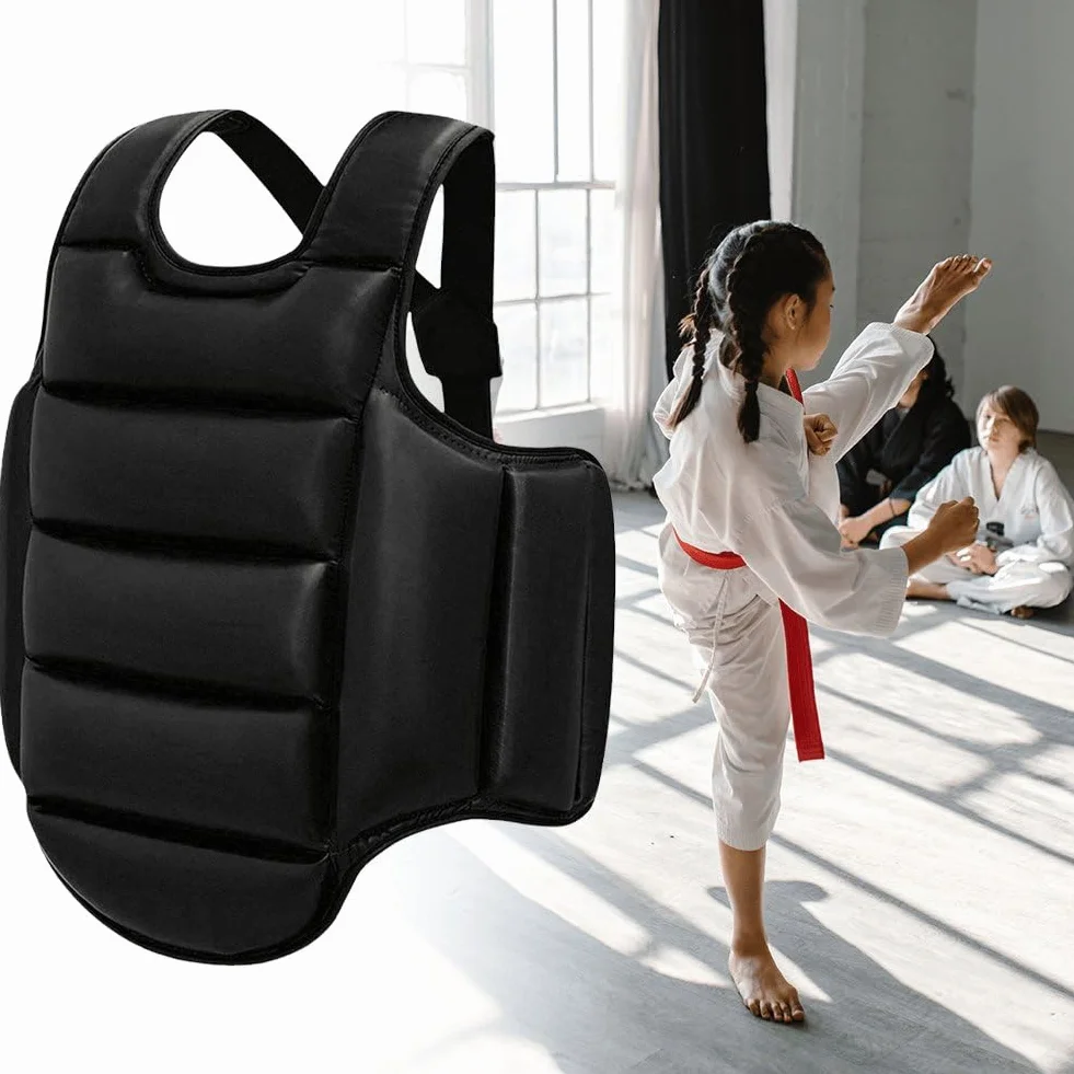 Protège-Poitrine De Boxe Kickboxing MMA Muay Thai Protecteur De Corps Bouclier De Frappe Réglable Arts Martiaux Coussin De Protection des Côtes du Haut du Ventre