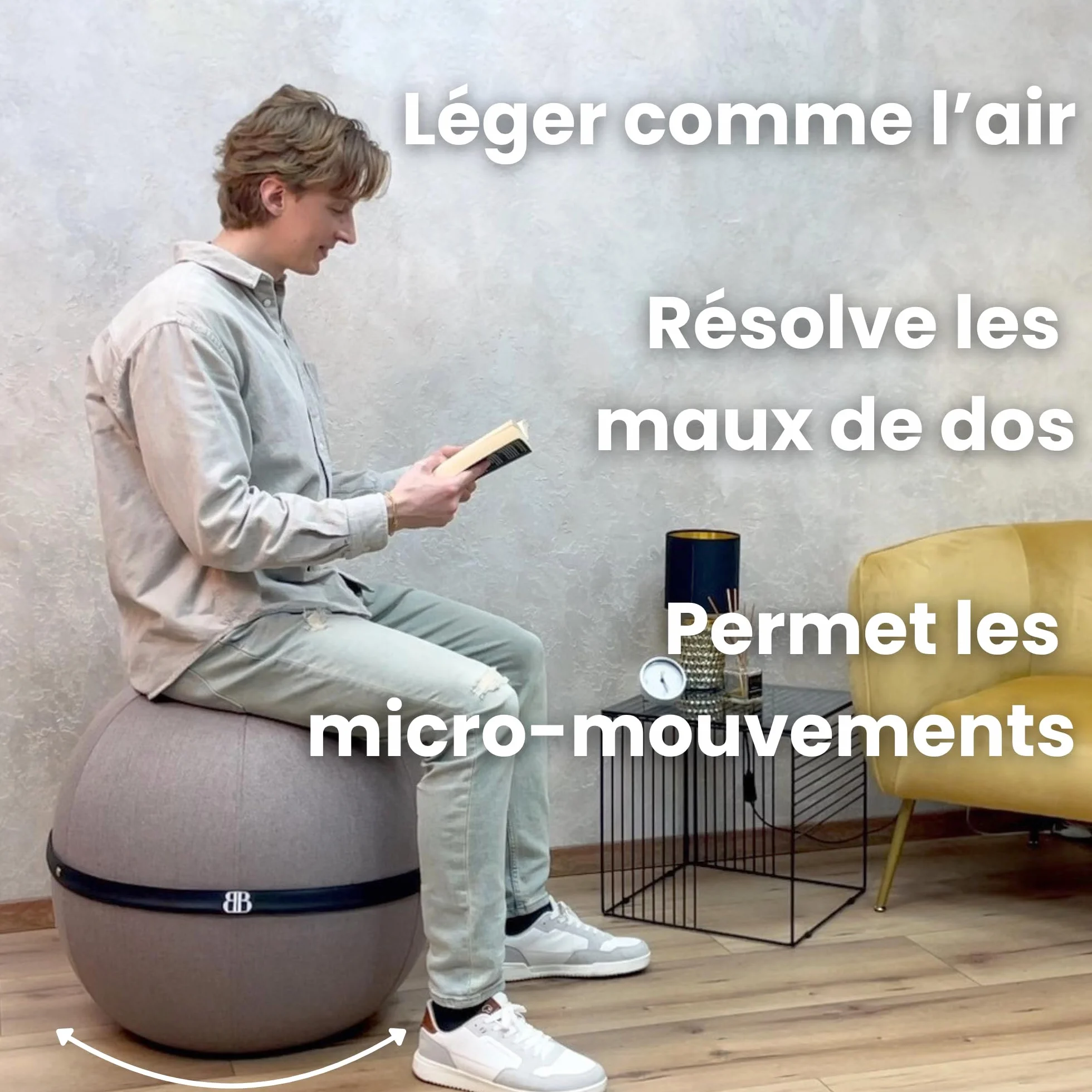 Siège Ballon Ergonomique 180Kg Housse Lavable Anti-Dérapante
