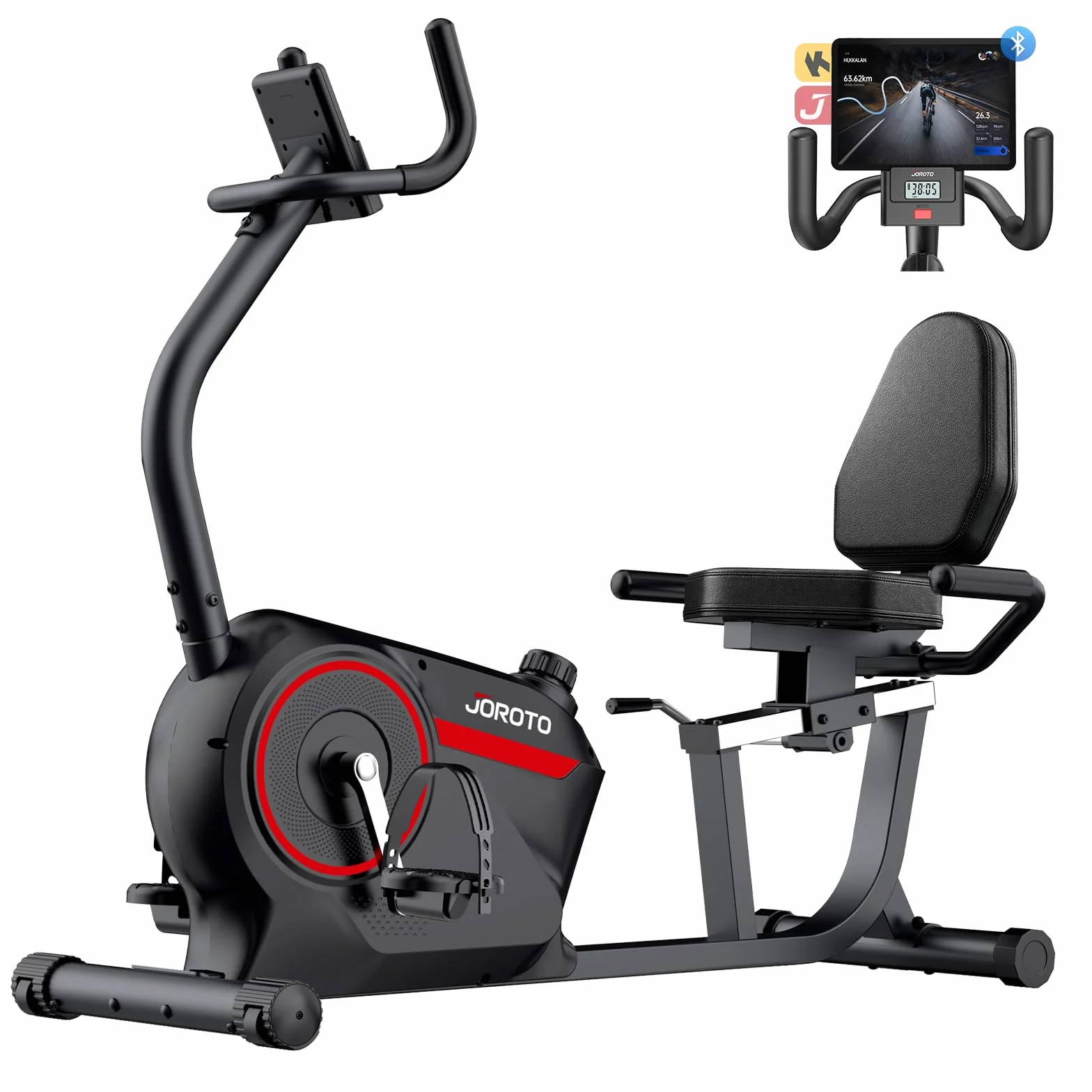 JOROTO JH30 JH30PRO Vélo d'Appartement Allongé Magnétique Bluetooth 136KG Écran LCD Siège Réglable