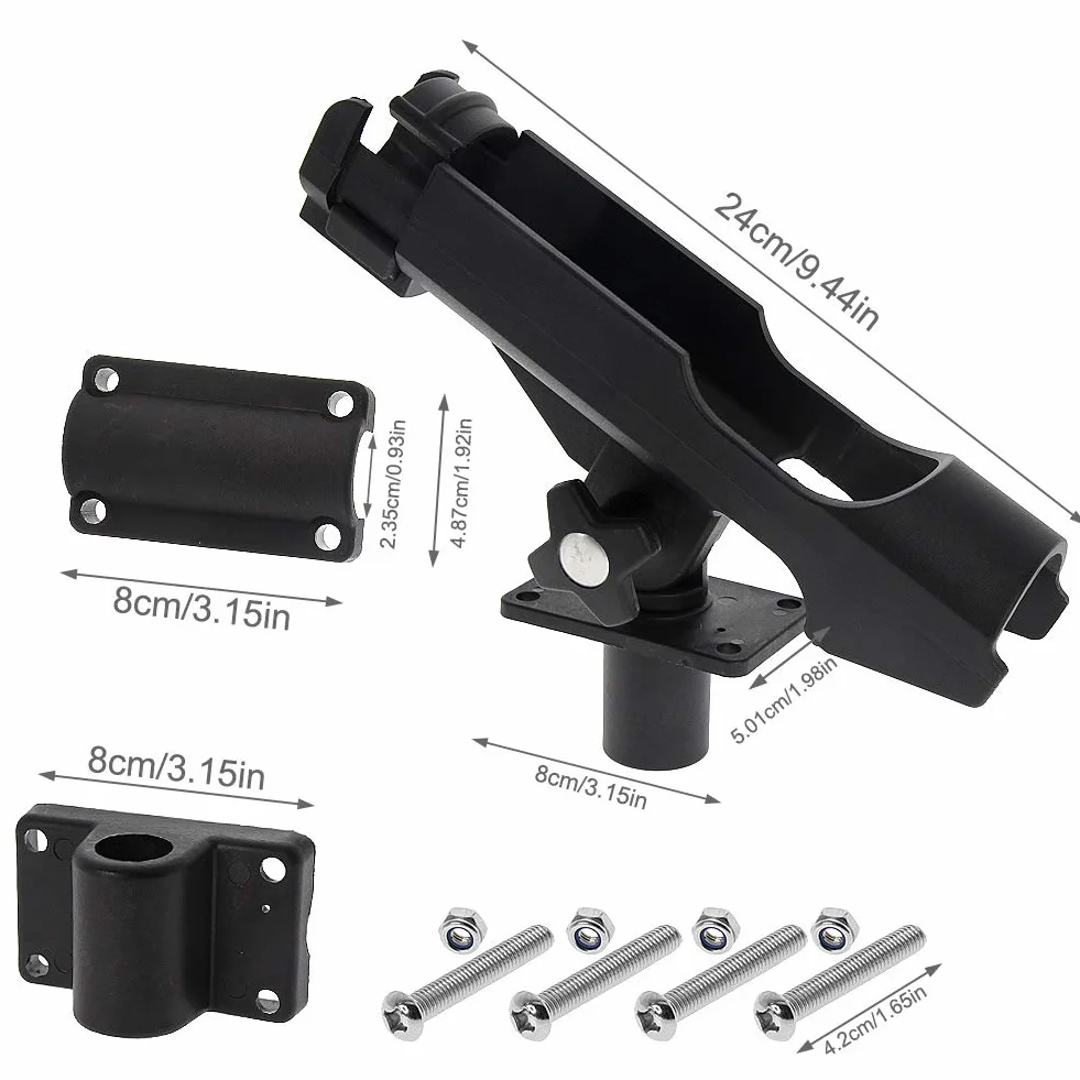Support de Canne à Pêche pour Bateaux et Kayak à 360 ° Réglable et Rotatif - 2 Pièces