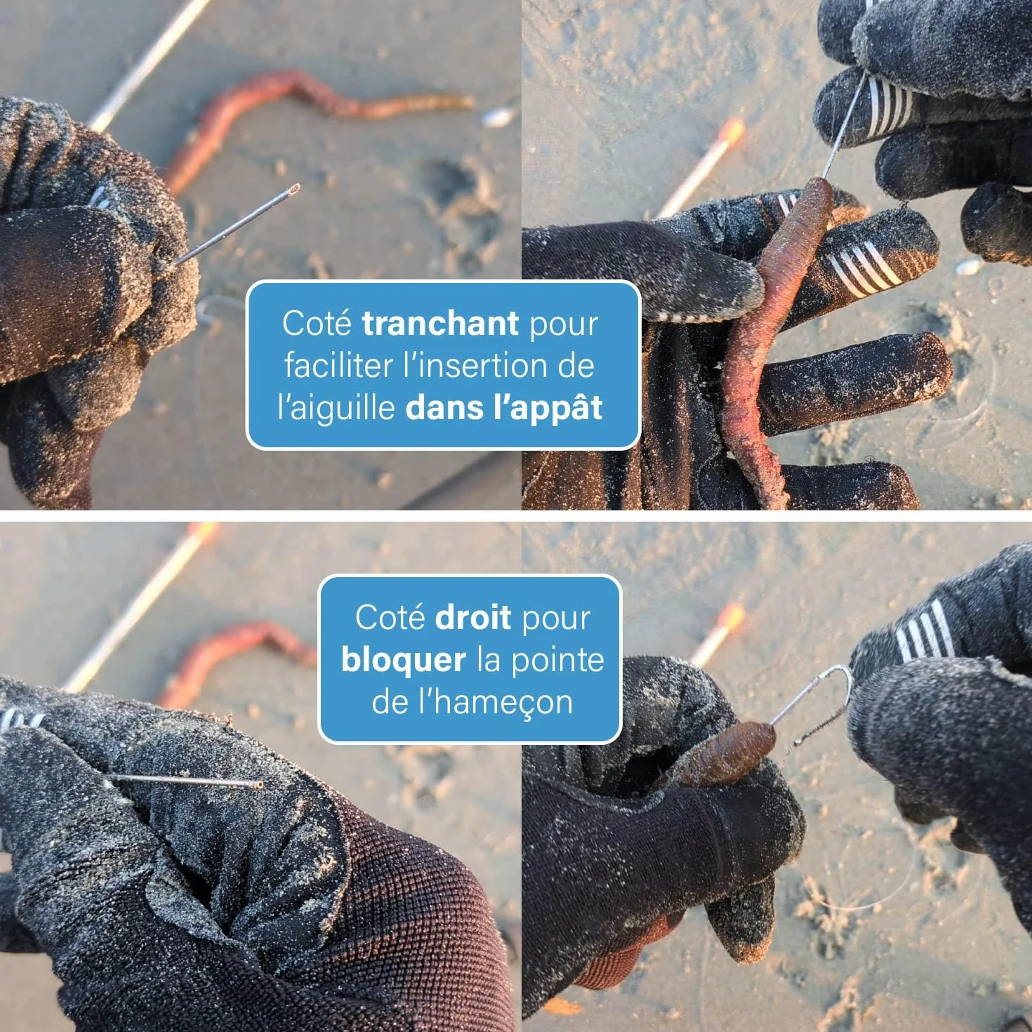 F2M - Pack pêche en surfcasting - Lot de 2 Rouleaux de Fil à ligaturer Les appâts + 1 Boite de 5 Aiguilles à locher Les vers