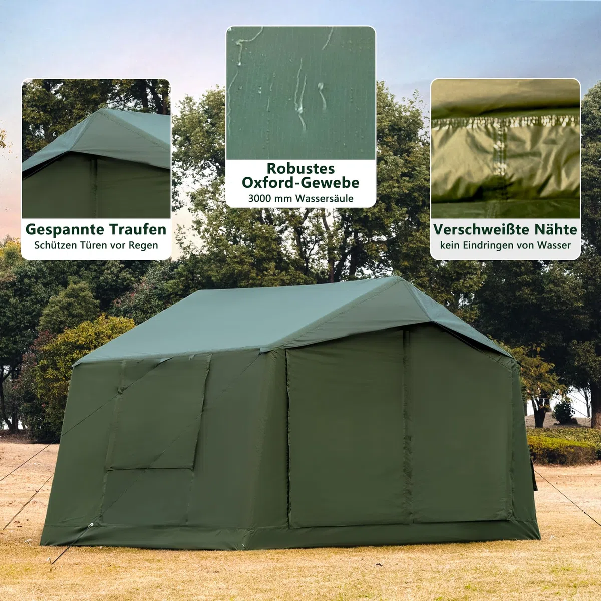 Tente de camping gonflable avec ouverture de cheminée, tente gonflable pour 4 à 6 personnes avec pompe à air, tentes gonflables en tissu Oxford imperméable pour les saisons, montage rapide