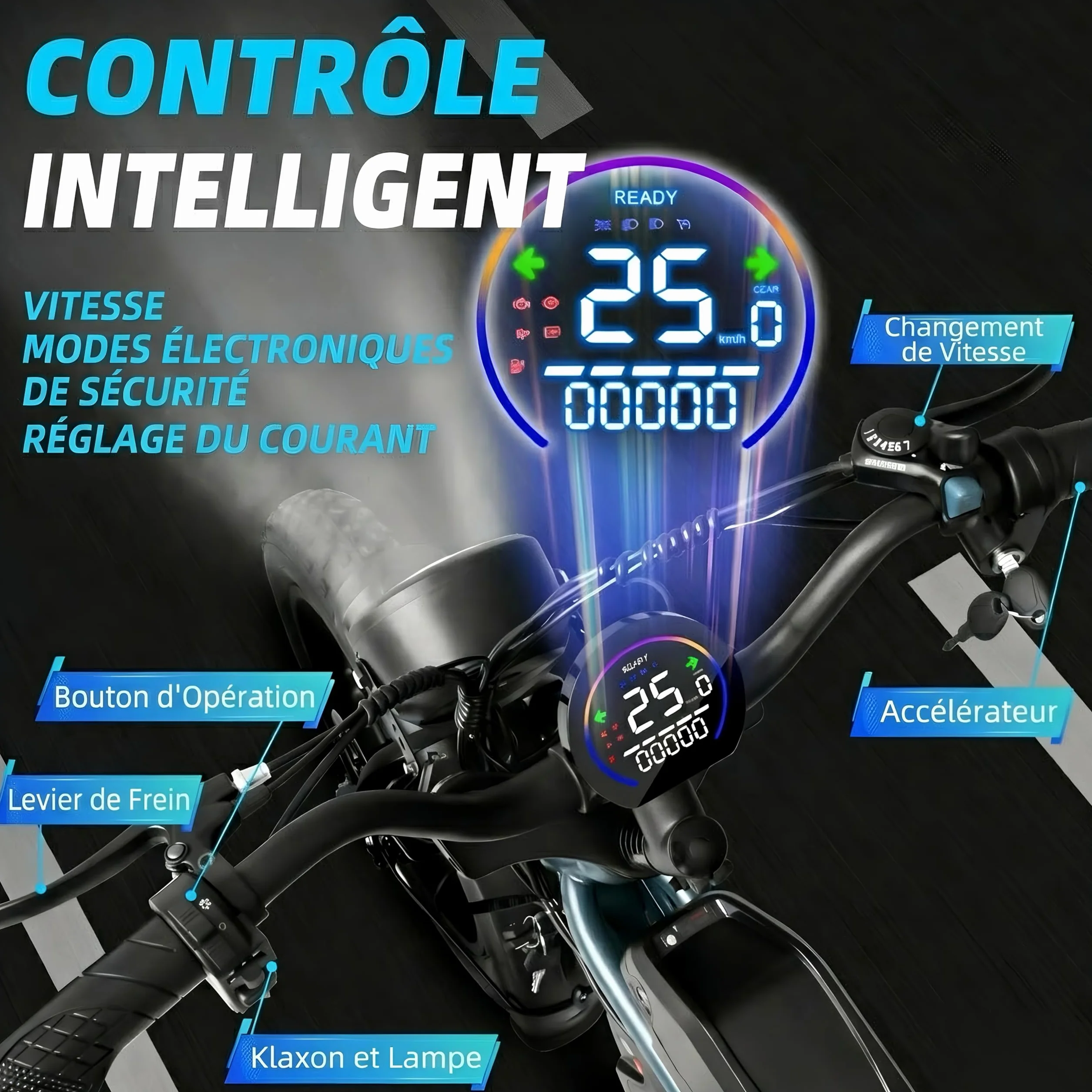 DEEPOWER QS7 Vélo Électrique, Batterie Amovible 48V 60Ah/35Ah/20Ah, Autonomie 110-250KM, Moteur 120 N·m, Pneu Gras 20'' X 4.0, 7 Vitesses, Suspension Hydraulique Complète