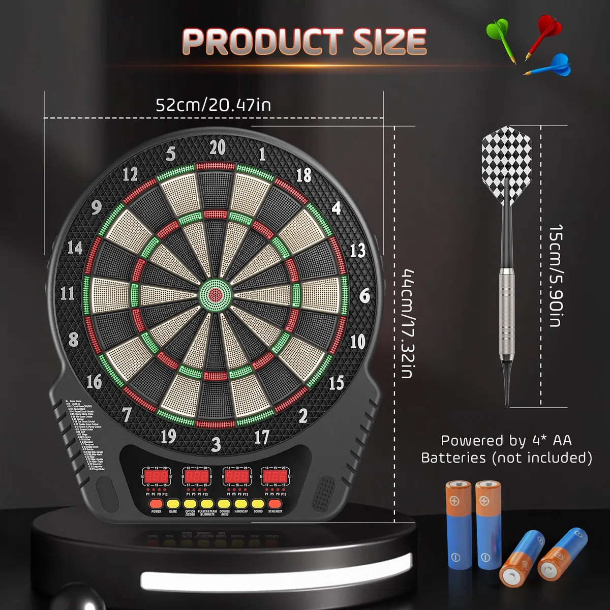 Cible de Fléchettes Electronique Professionnelle avec 6 Fléchettes, Jeu de fléchettes électroniques avec écran LCD, E-Darts avec 243 Jeux pour Amis, Famille, Réunions de Bar