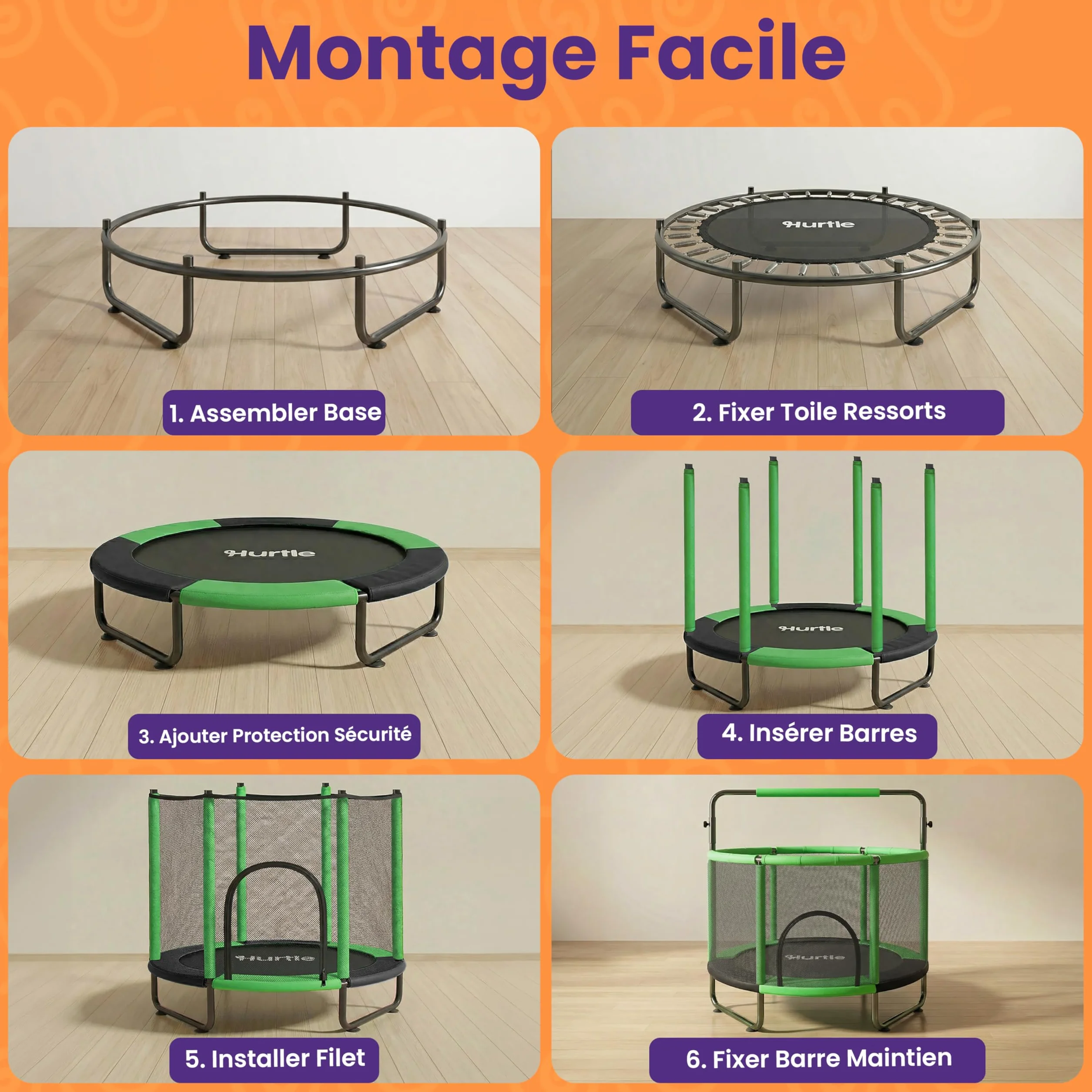 Hurtle Trampoline Enfant 140 cm avec Filet de Sécurité – Trampoline Jardin et Intérieur avec Balançoire, Sac de Frappe, Anneaux, 20 Balles, Structure Stable, Jeux Actifs dès 3 Ans