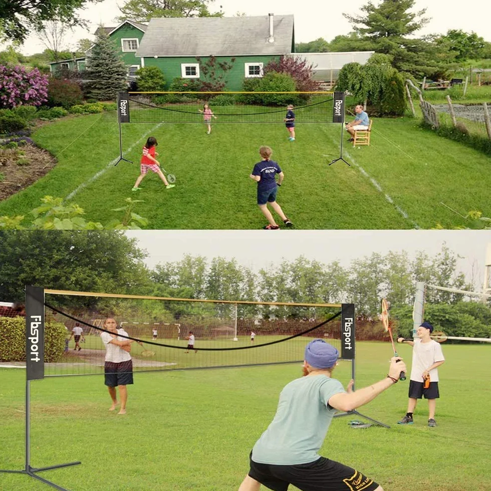 Filet de badminton, filet de tennis 3-6m Filet d'entraînement pour filet de volleyball portable, 3 hauteurs peuvent être ajustées Stockage de filet de badminton pliable, à l'intérieur et à l'extérieur