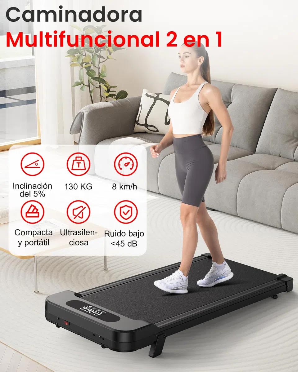 HomeFitnessCode Tapis de Course Électrique Pliant Walking Pad 8 km/h, 2.5HP, Large Surface 40cm, Télécommande et Écran LCD - Cadre Renforcé, Capacité de 265 LB - pour Maison et Bureau (Noire)