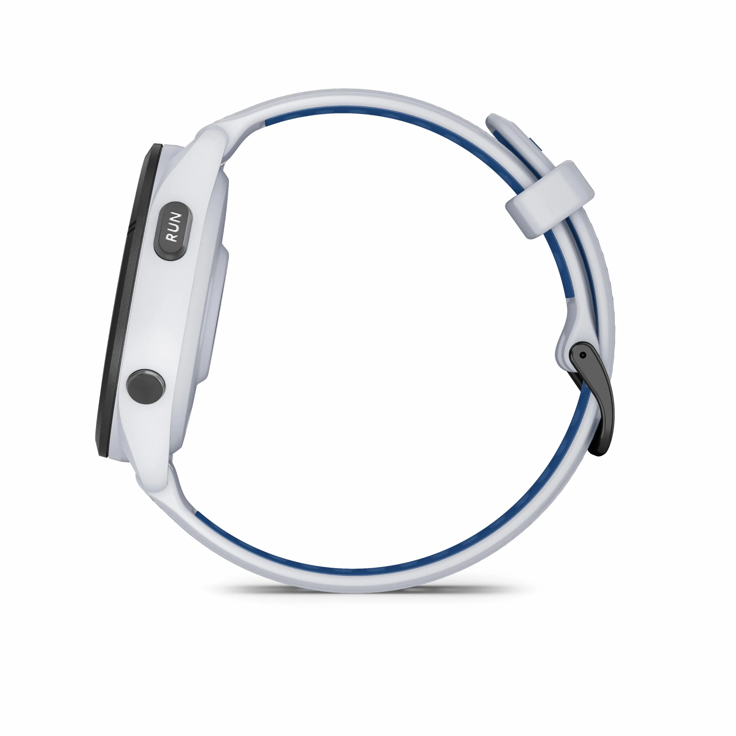 Garmin Forerunner 265 Montre GPS Running Écran AMOLED Blanche Bracelet Silicone Blanc Bleu Boîtier 46 mm