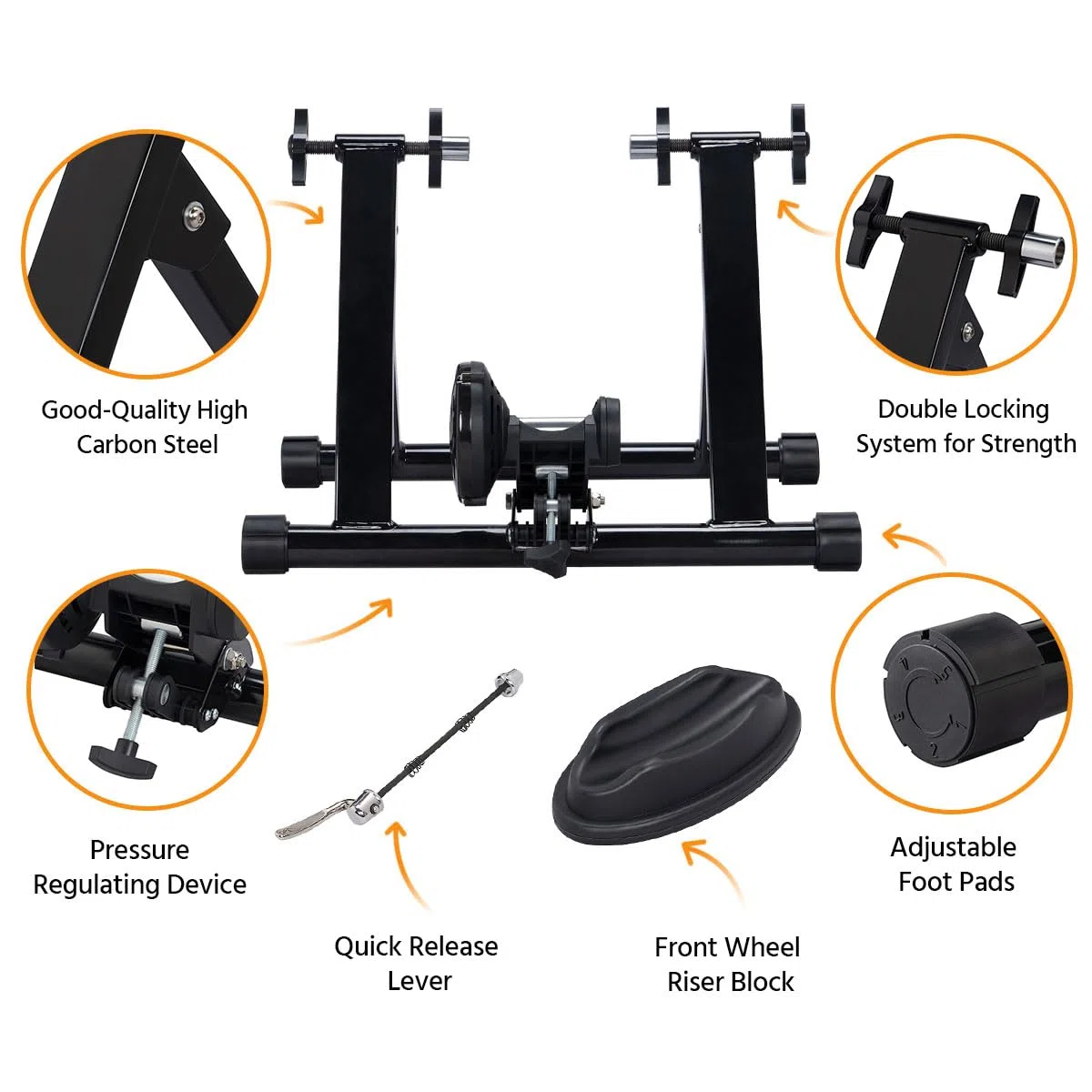 Yaheetech Entraîneur Magnétique Turbo de Vélo avec Support de Roue Avantl, Réglable, Pliable, Home Trainer pour Roues de 66-71 cm et 700C, Noir