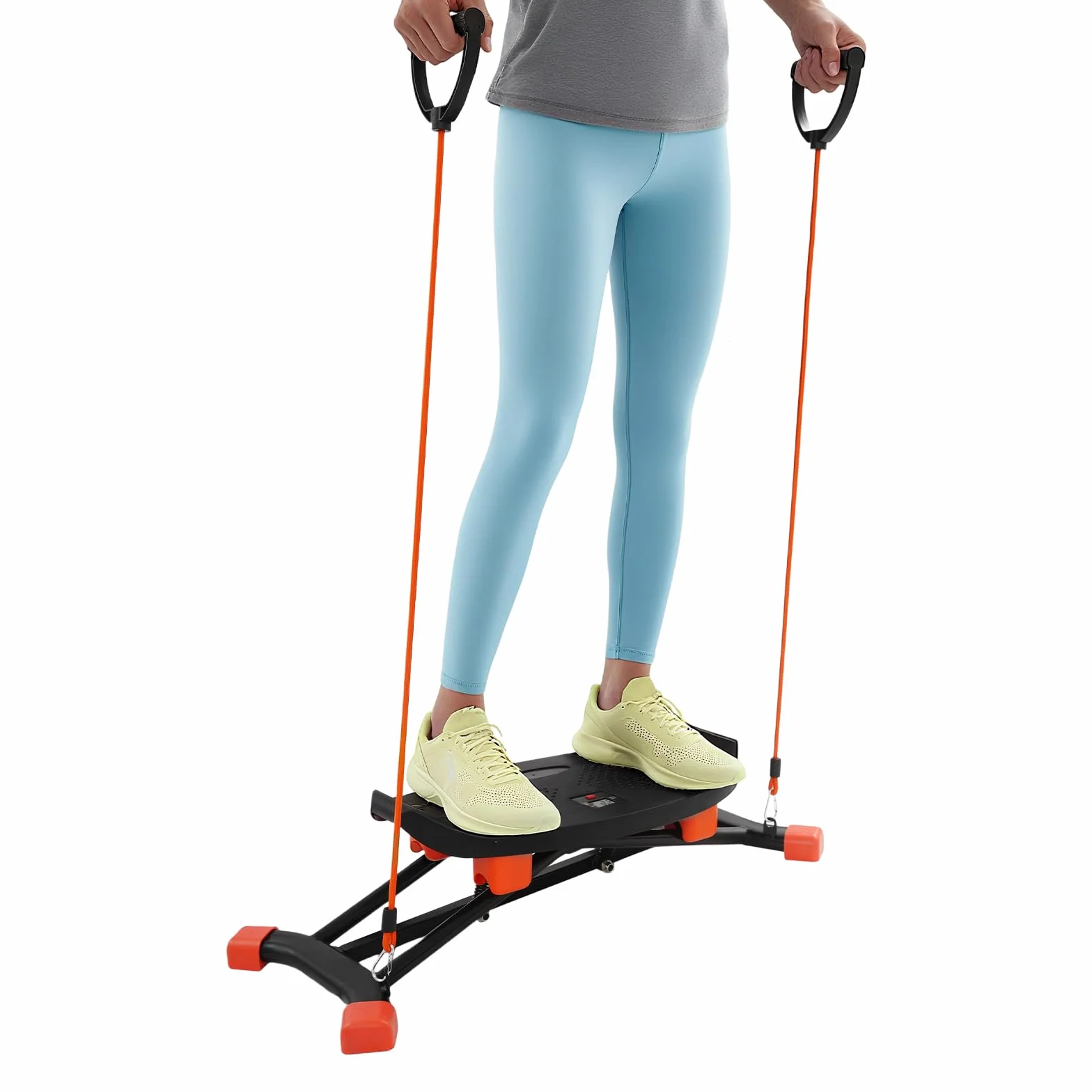 Machine de ski d'intérieur - Appareil d'entraînement de ski pour la maison avec bandes de résistance - Appareil de ski simulé pour entraînement complet du corps - Base antidérapante et affichage des