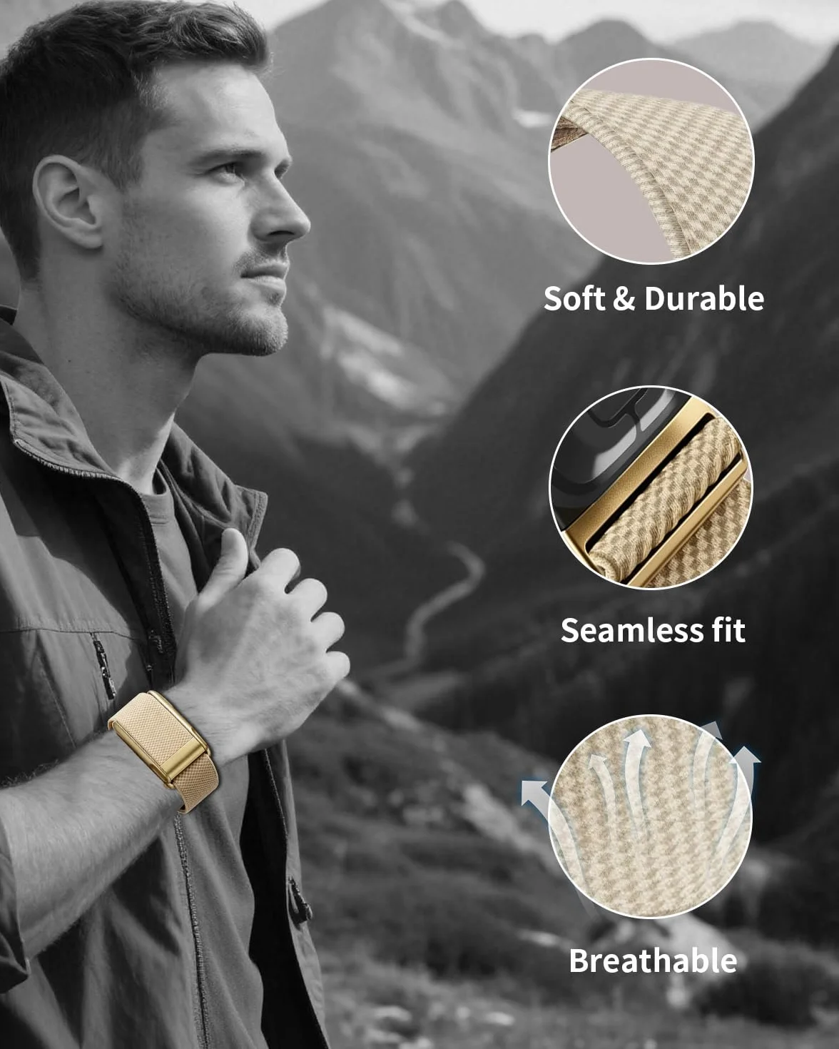 Bracelets de SuperKnit Nylon Sport Compatible avec WHOOP 5.0/MG Bracelet pour Hommes Femmes – Doux, Respirant et Confortable, Bracelets de Remplacement Réglables – Non Compatible avec La Génération 4