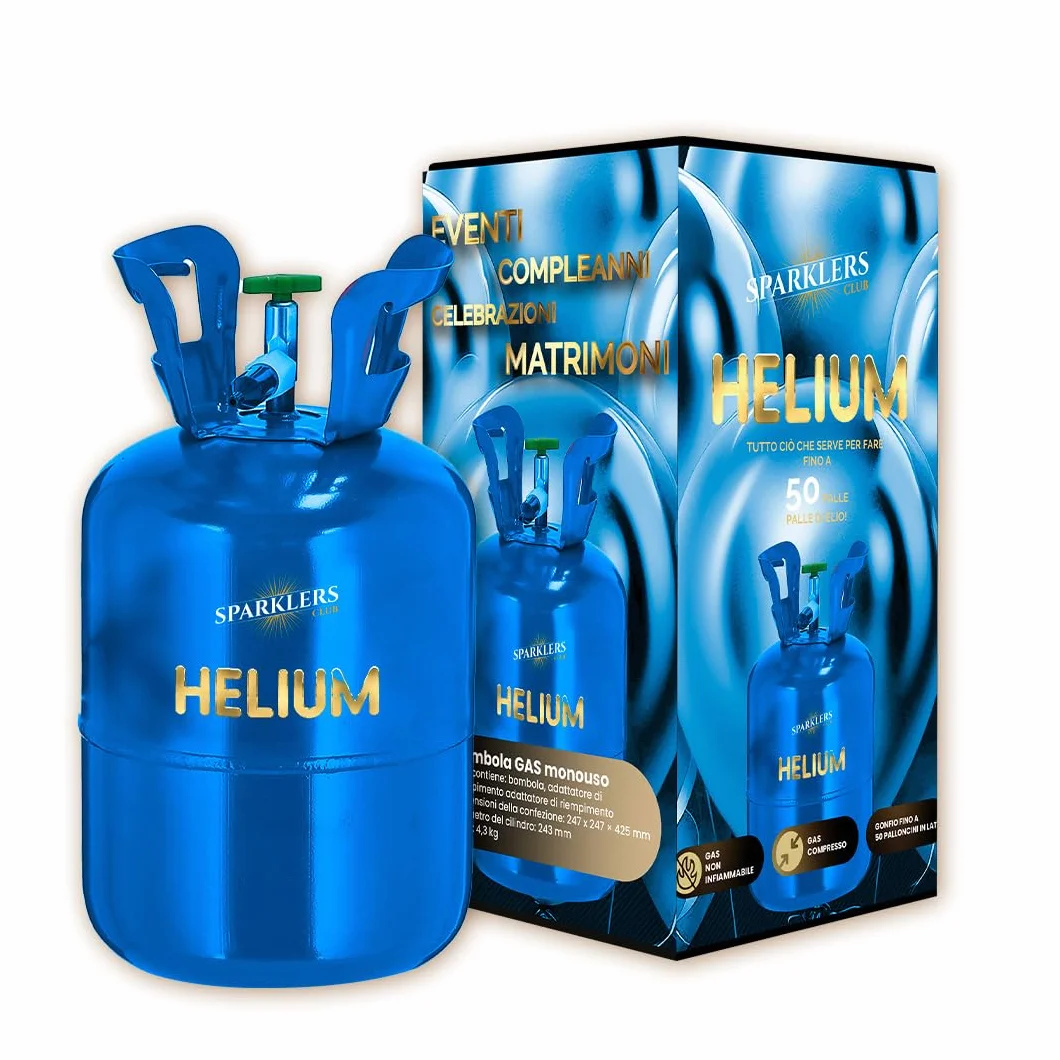 SPARKLERS CLUB Station de Gonflage pour 50 ballons Hélium 99,9% de gaz - Bonbonne Jetable Recyclable capacité 0,40m3 Idéale pour des Anniversaires, Mariages et Baptêmes (50 Ballons)