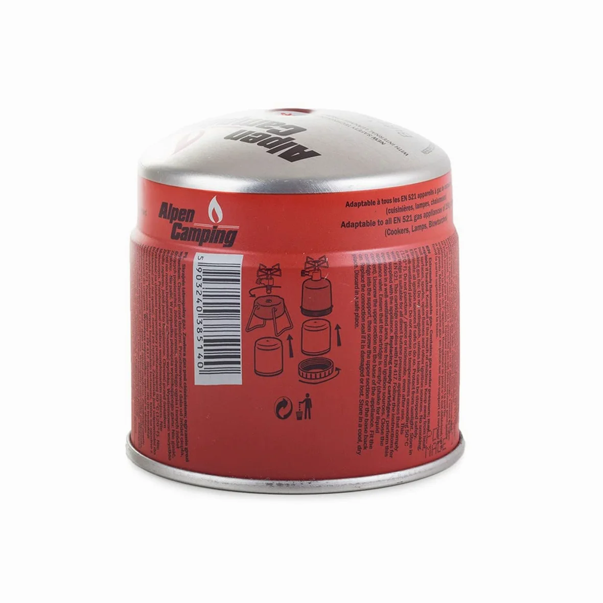 ALPEN CAMPING - Pack 18 Cartouches Gaz 190g Butane Propane Mix, Sécurité Stop Gaz Certifiée EN521, Recharge Universelle Perçable Type 200 pour Réchaud, Lampe à Souder & Camping