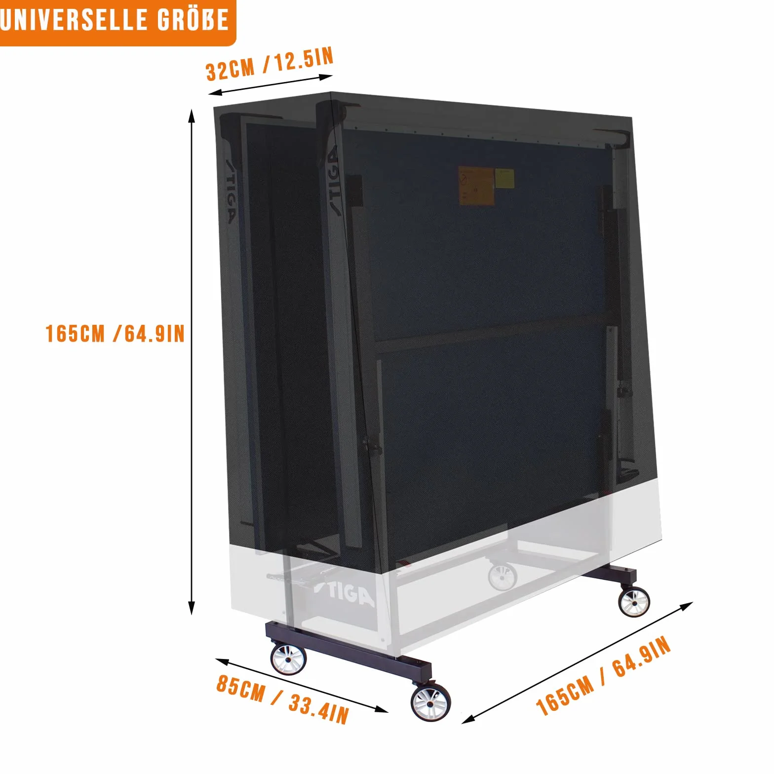 Housse de protection imperméable Oxford pour table de ping-pong d'extérieur noir/blanc 165 x 85 x 165 cm