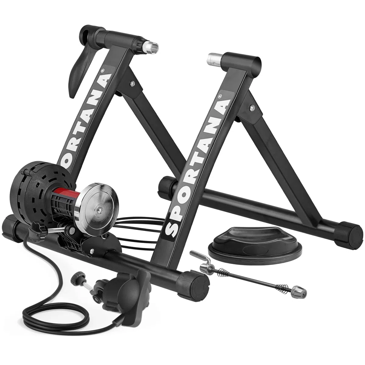Home Trainer vélo Max. 150kg entraîneur vélo Noir Pliable Acier 26'/28' Support 6 Niveaux de résistance Frein